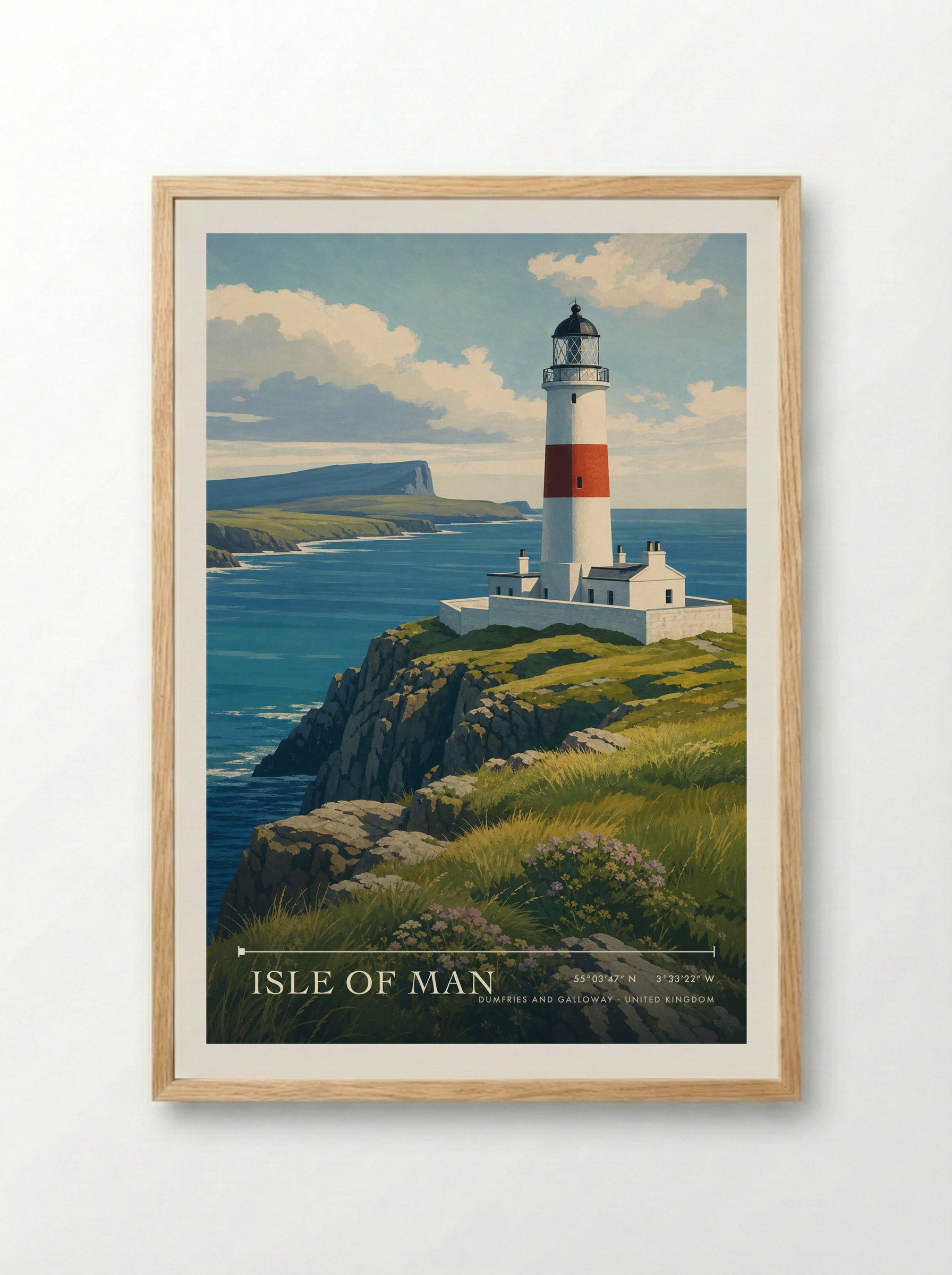 Isle of Man Dumfries and Galloway United Kingdom Travel Poster - Framed Print Wood