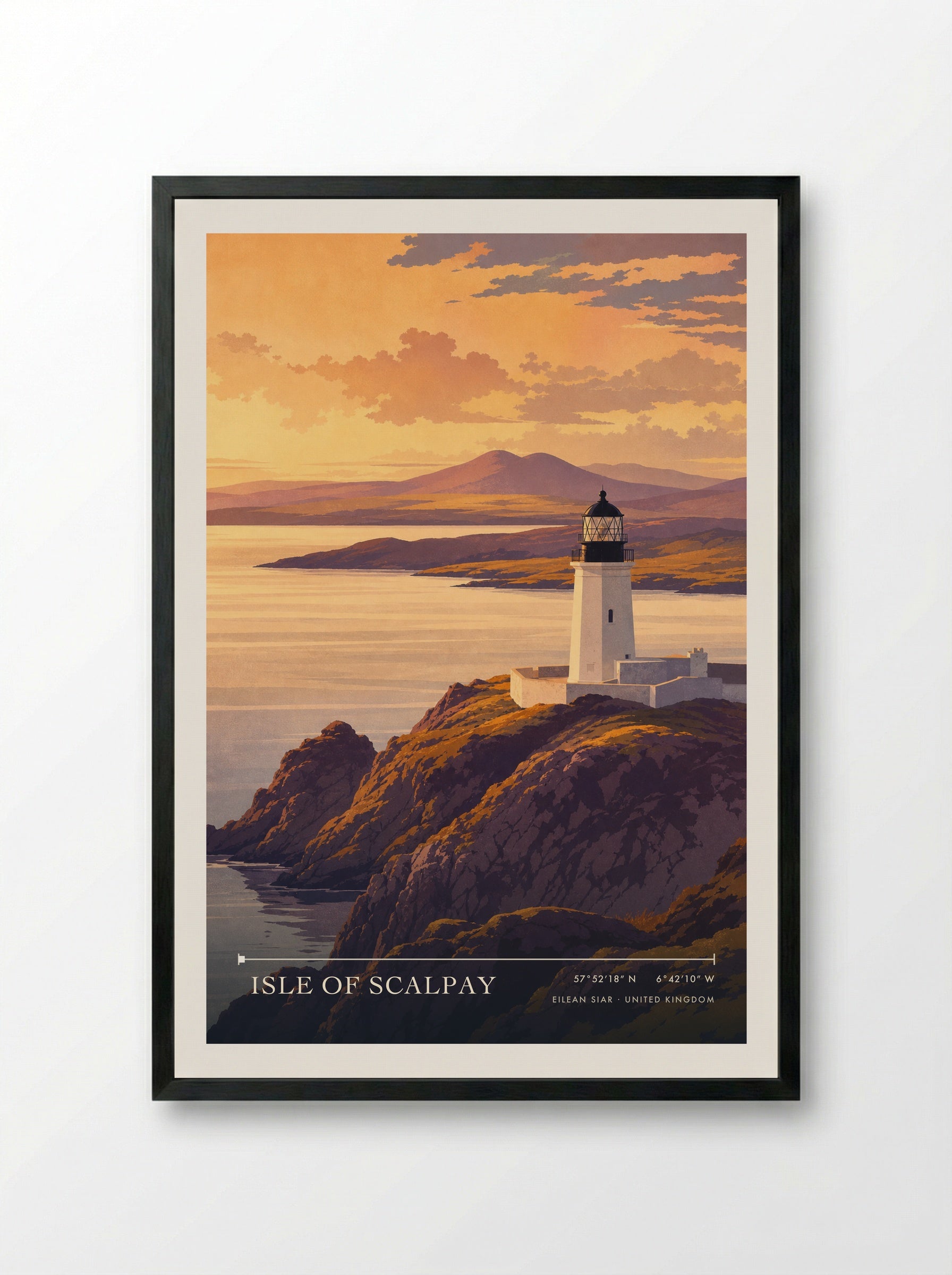 Isle of Scalpay Eilean Siar United Kingdom Travel Poster - Framed Print Black
