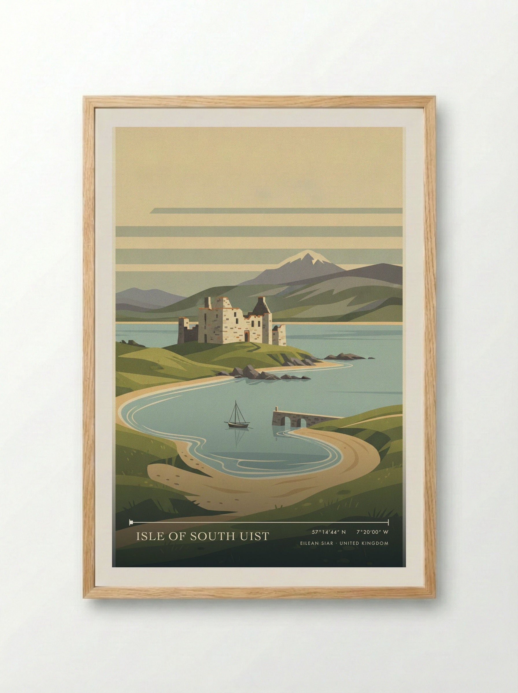 Isle of South Uist Eilean Siar United Kingdom Travel Poster - Framed Print Wood
