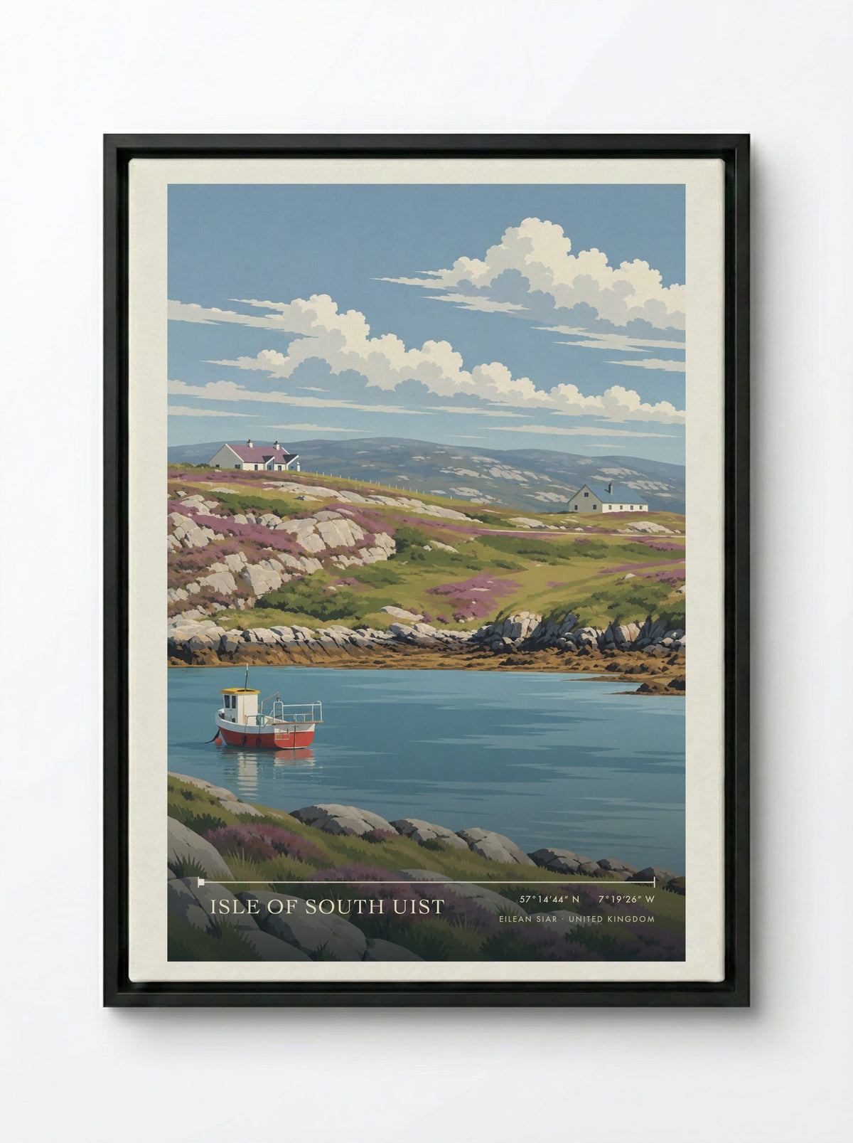 Isle of South Uist, Eilean Siar | Travel Poster - Framed Canvas Black