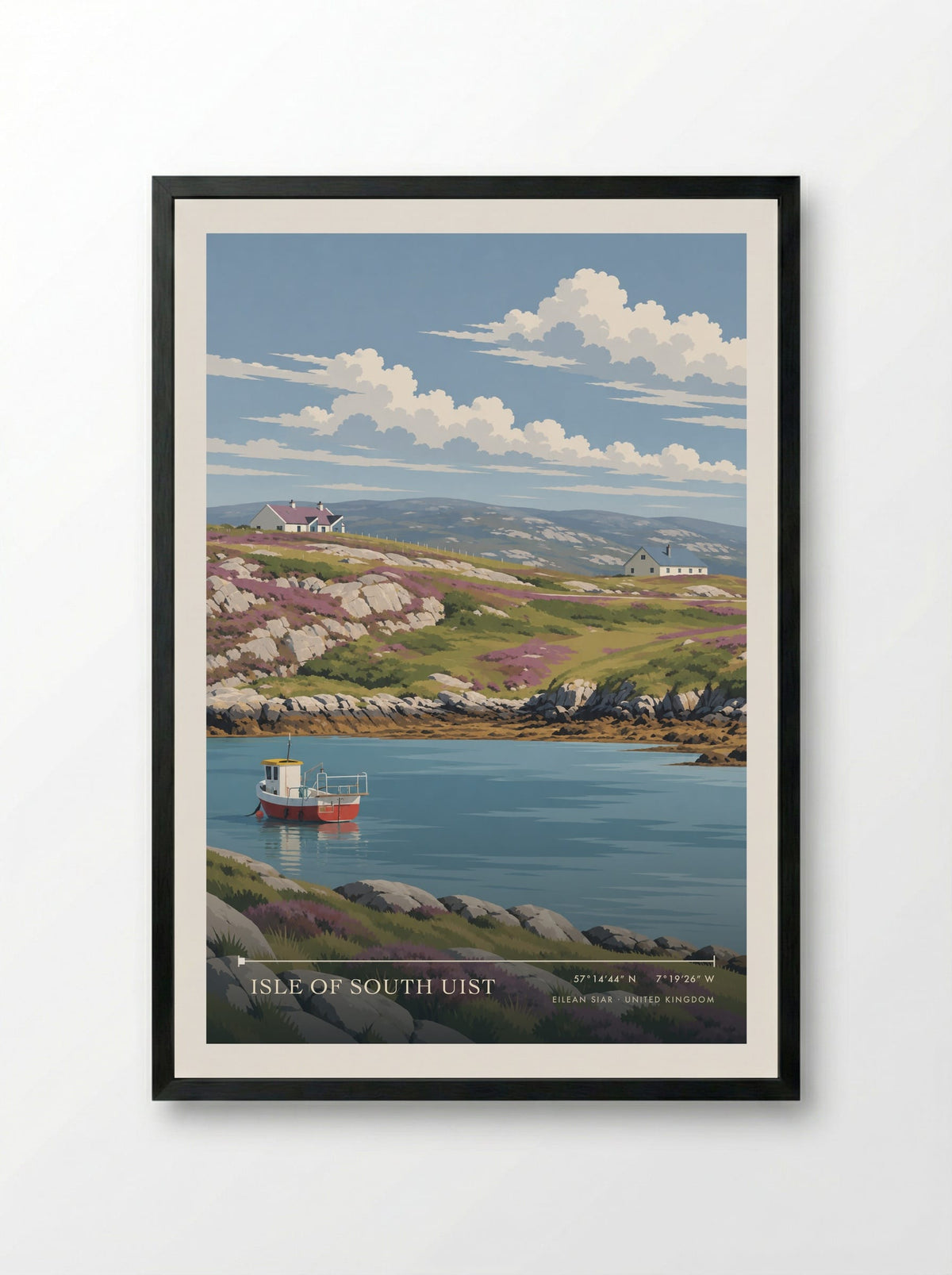 Isle of South Uist, Eilean Siar | Travel Poster - Framed Print Black