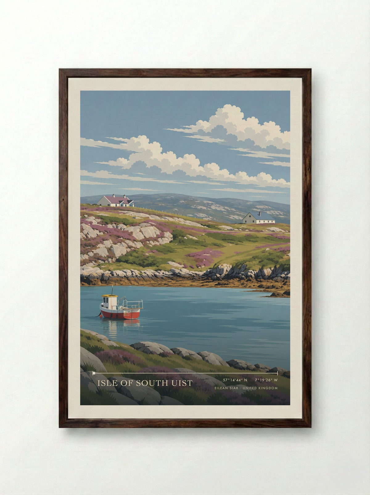 Isle of South Uist, Eilean Siar | Travel Poster - Framed Print Dark Wood