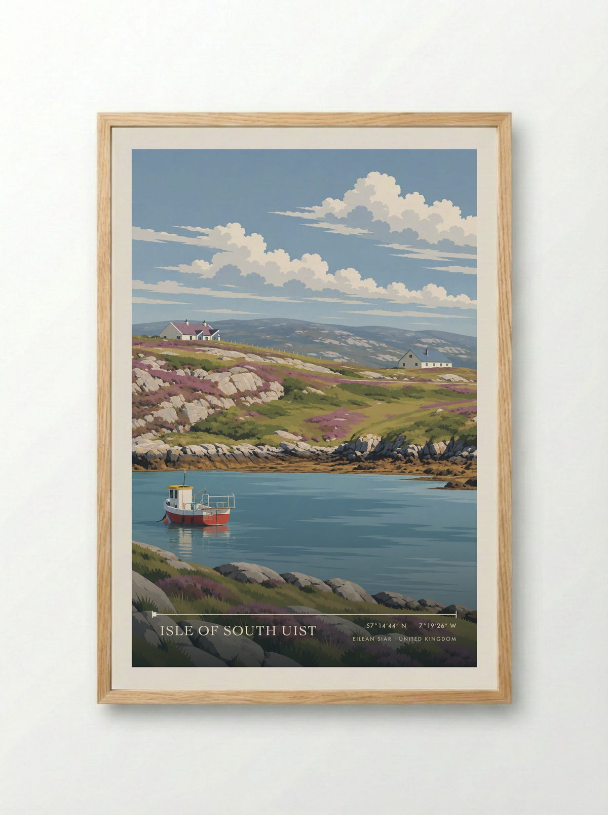 Isle of South Uist, Eilean Siar | Travel Poster - Framed Print Wood