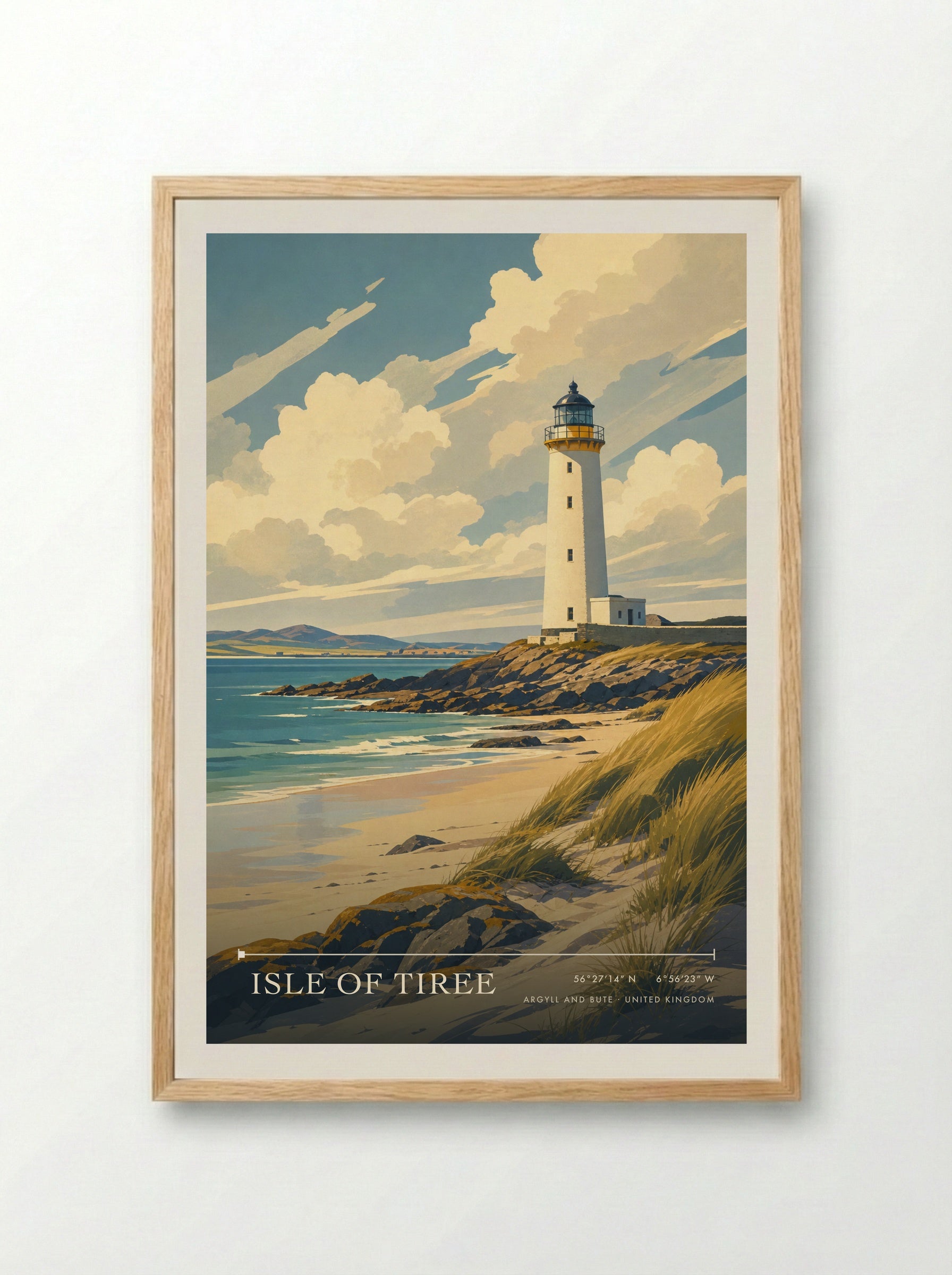 Isle of Tiree Argyll and Bute United Kingdom Travel Poster - Framed Print Wood
