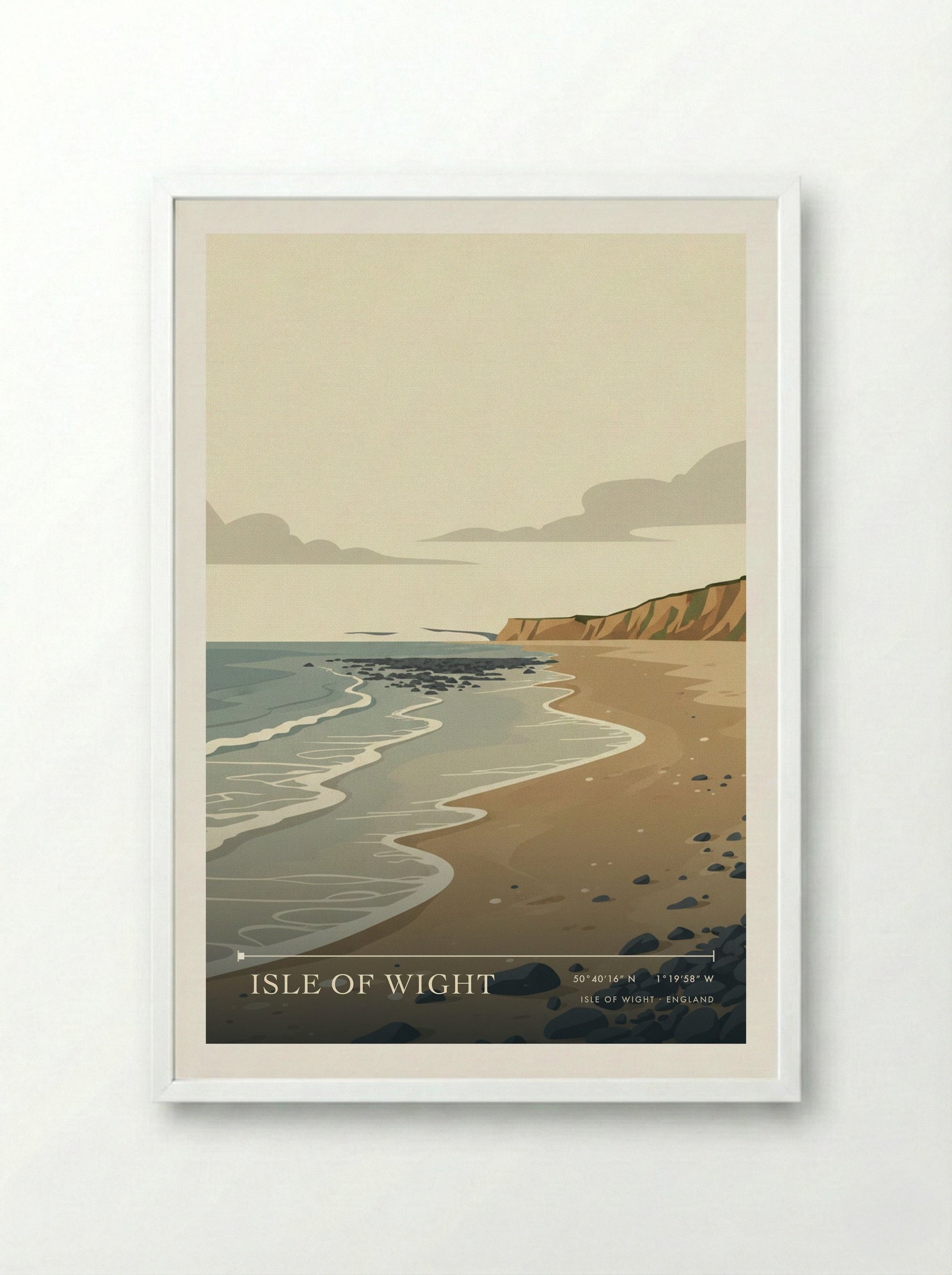 Isle of Wight England Travel Poster - Framed Print White