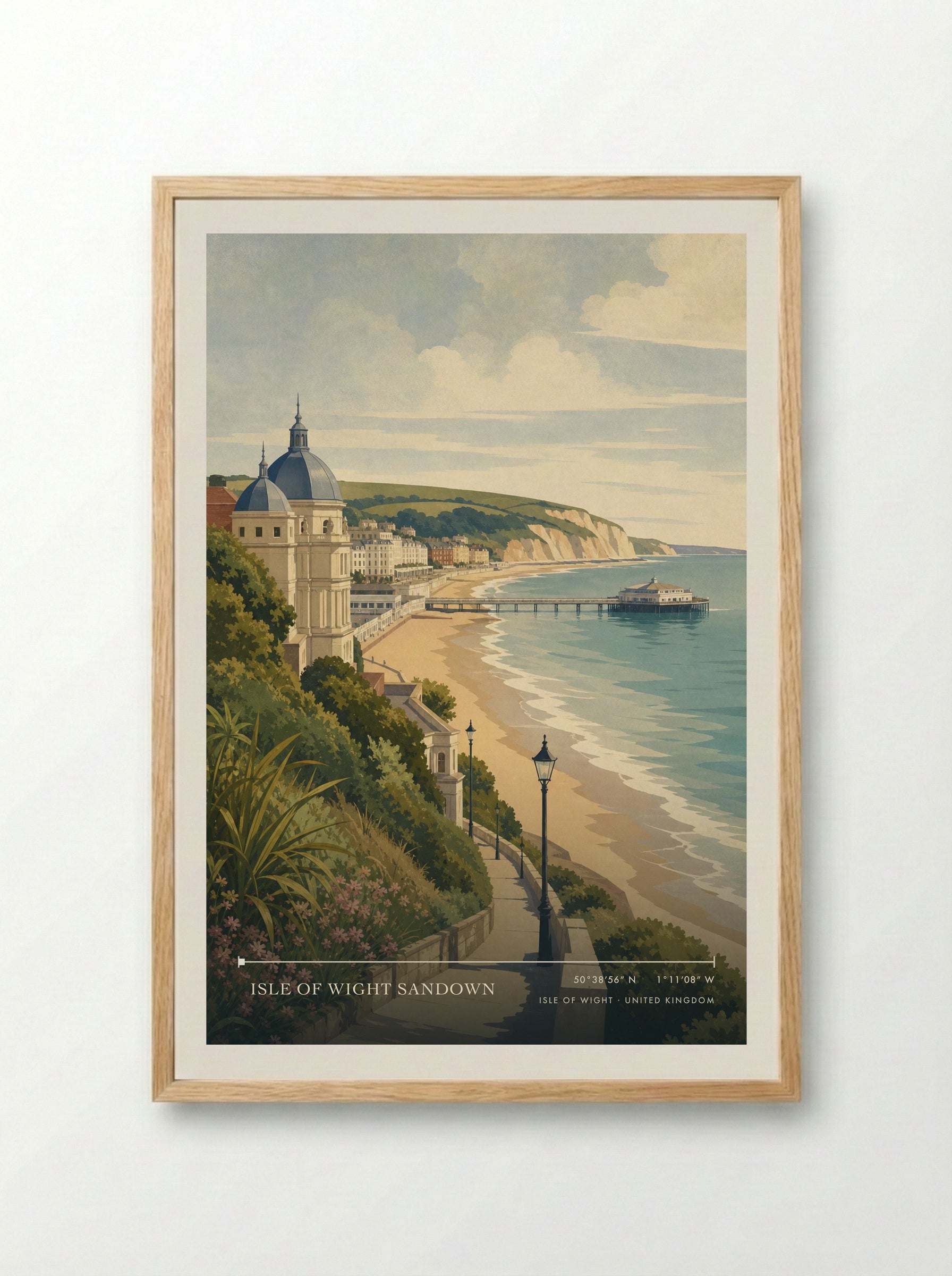 Isle of Wight Sandown United Kingdom Travel Poster - Framed Print Wood