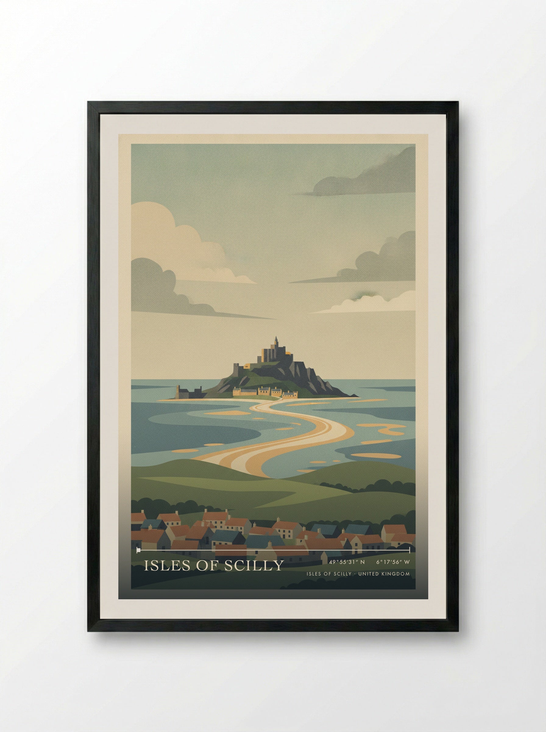Isles of Scilly United Kingdom Travel Poster - Framed Print Black