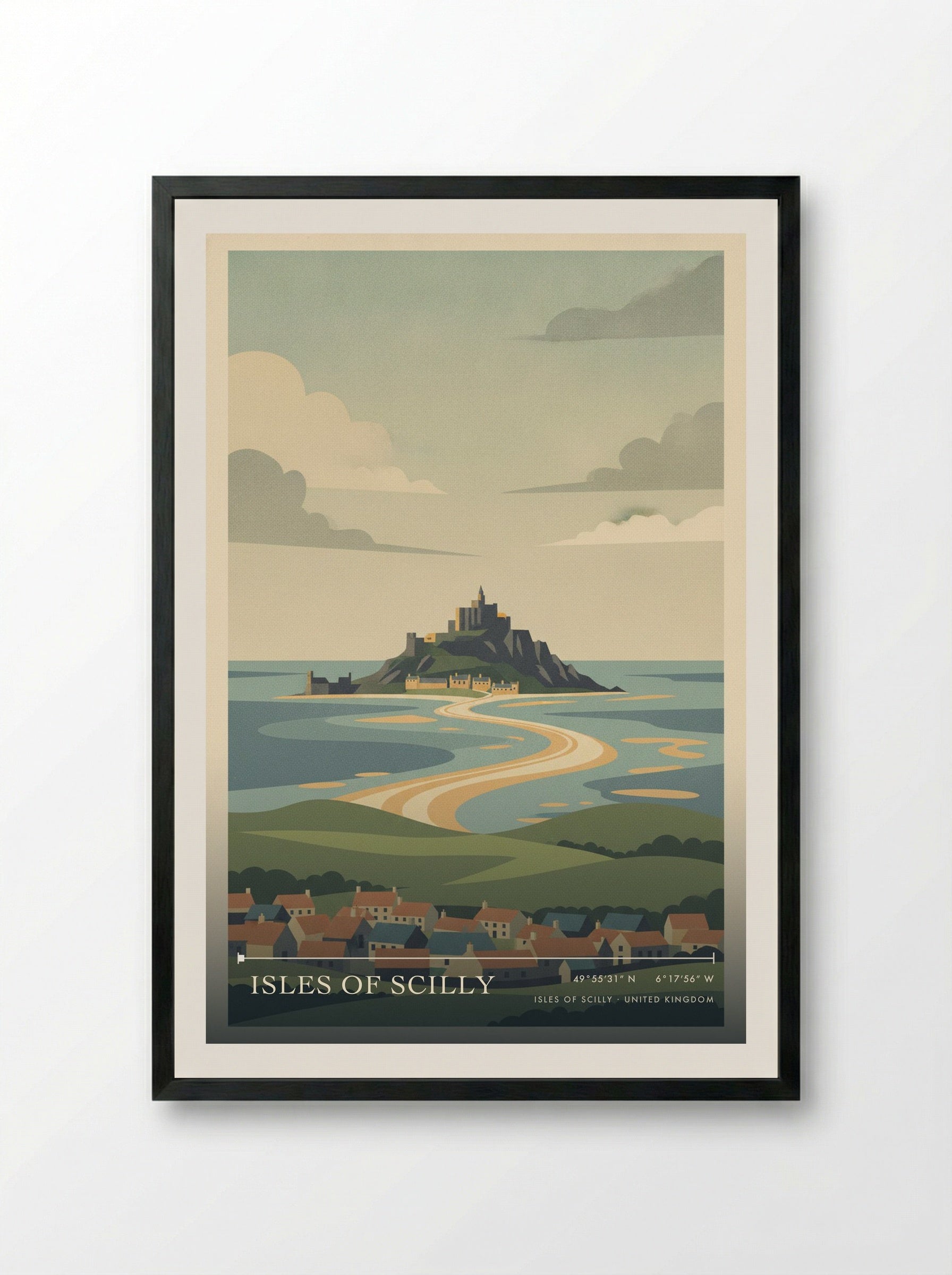 Isles of Scilly United Kingdom Travel Poster - Framed Print Black