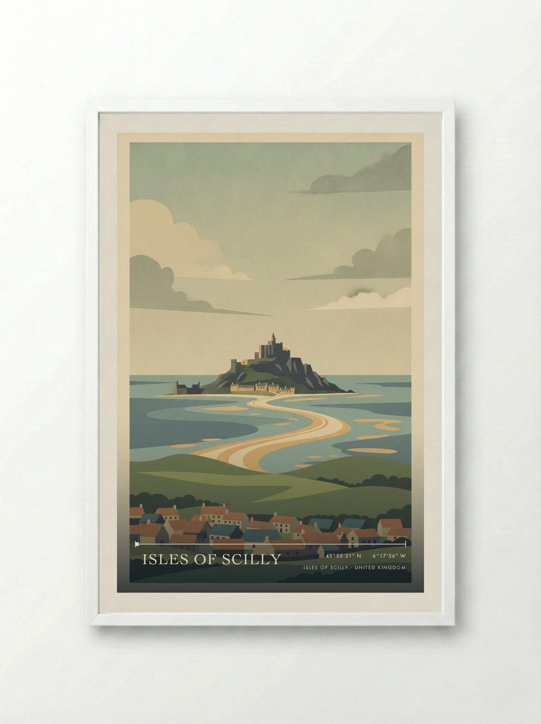 Isles of Scilly United Kingdom Travel Poster - Framed Print White