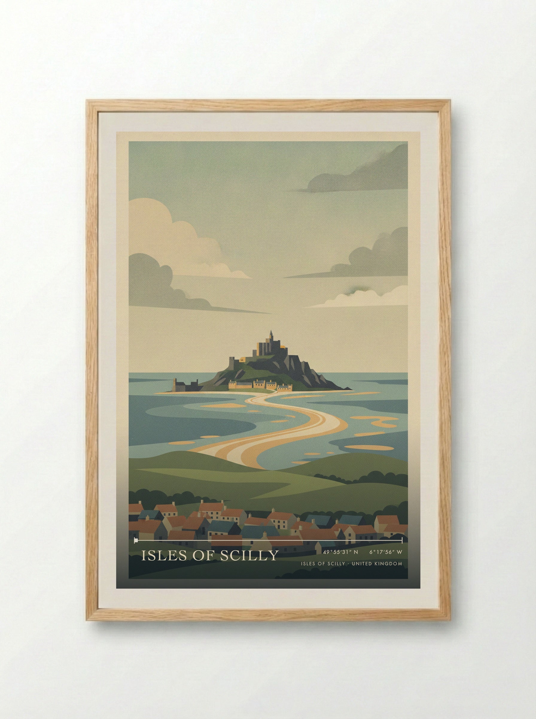Isles of Scilly United Kingdom Travel Poster - Framed Print Wood