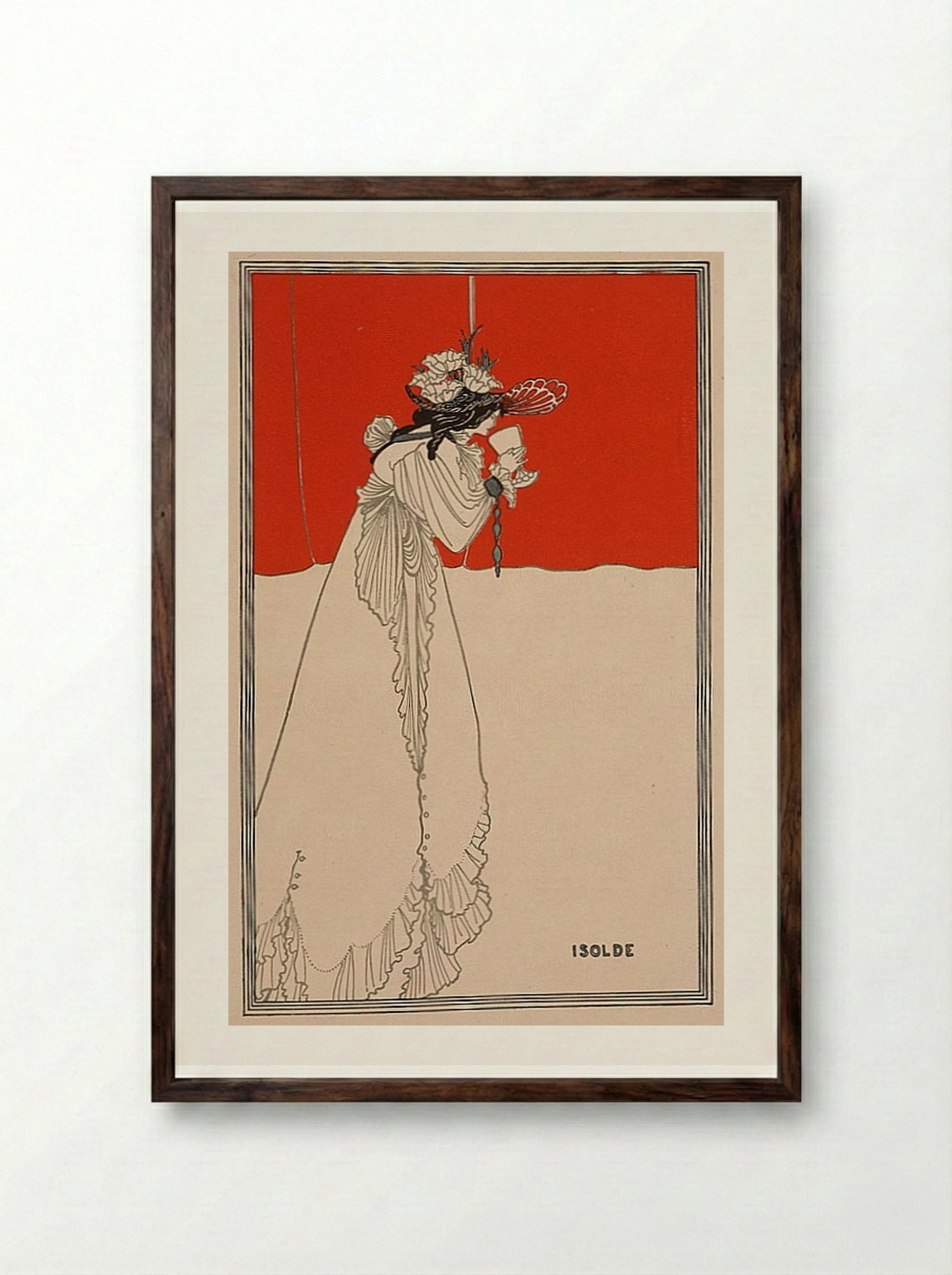Isolde - Aubrey Vincent Beardsley - Framed Print Dark Wood