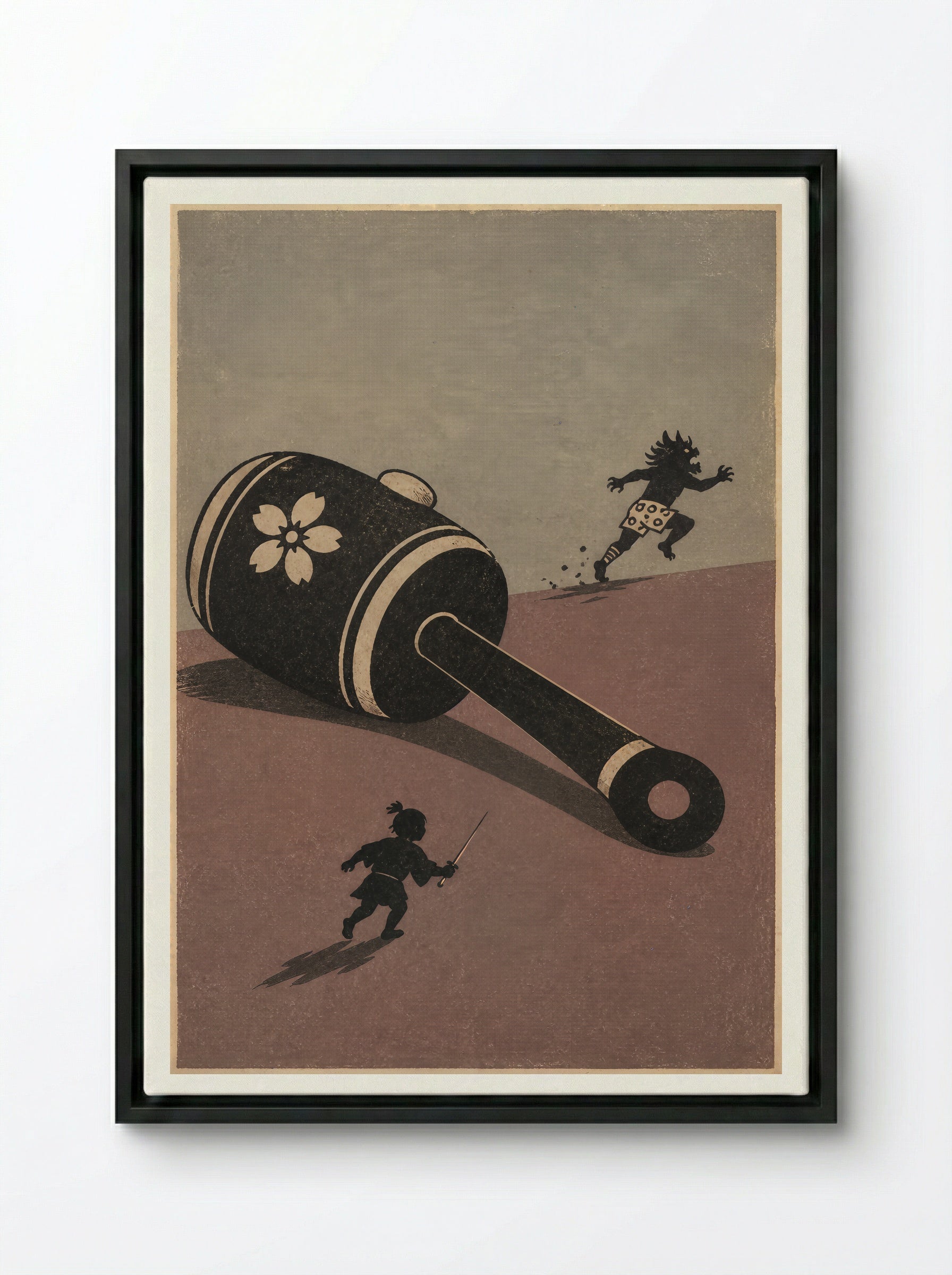 Issun-boshi and the Oni: The Magic Mallet - Framed Canvas Black