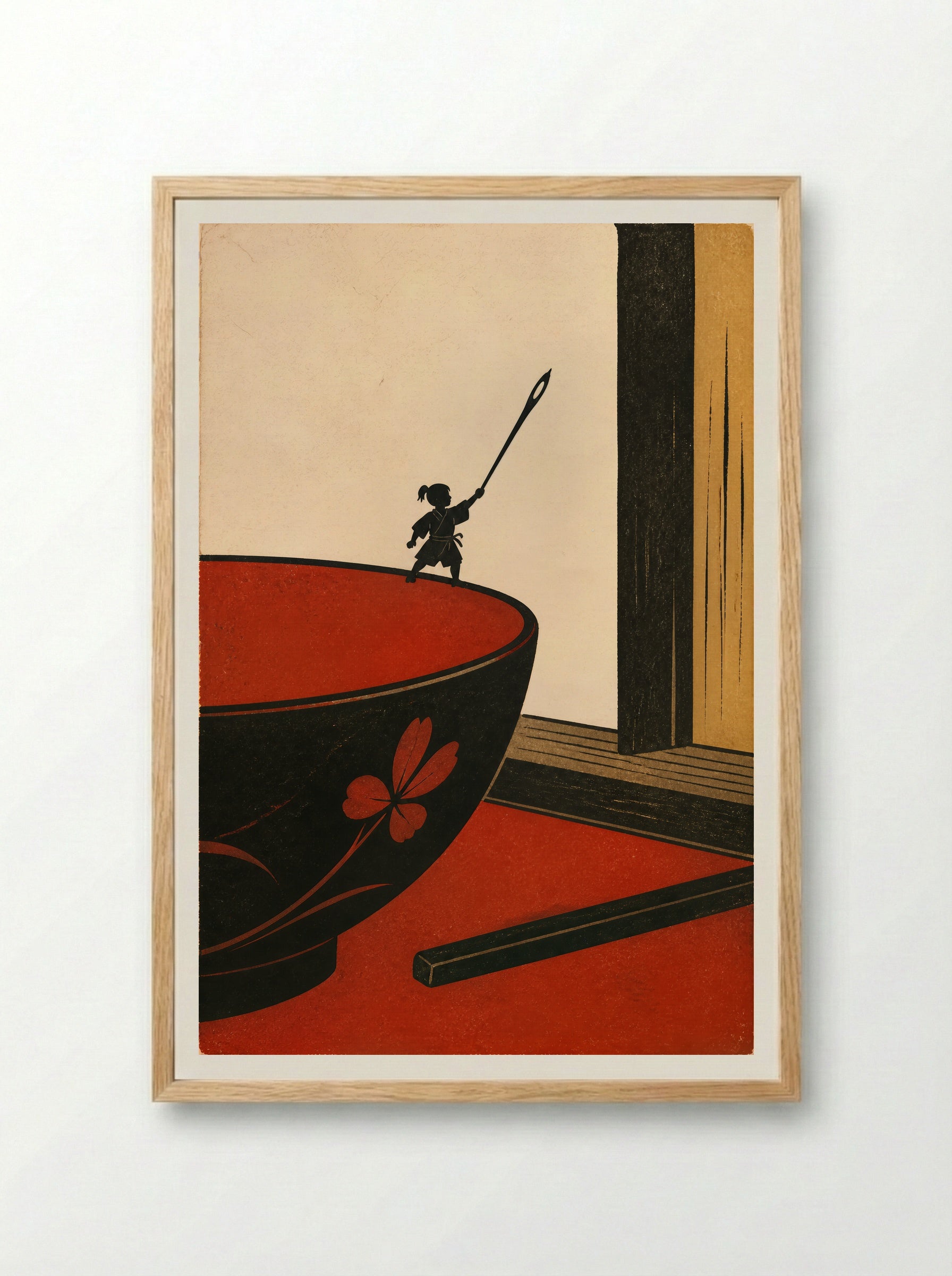 Issun-boshi and the Oni: The Needle Becomes a Sword - Framed Print Wood