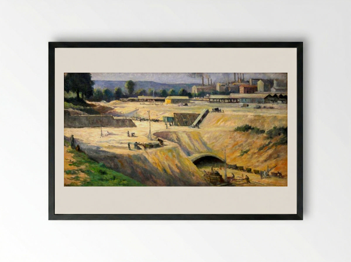 Issy-les-Moulineaux, Site for the Construction of the Metro - Maximilien Luce - Framed Print Black