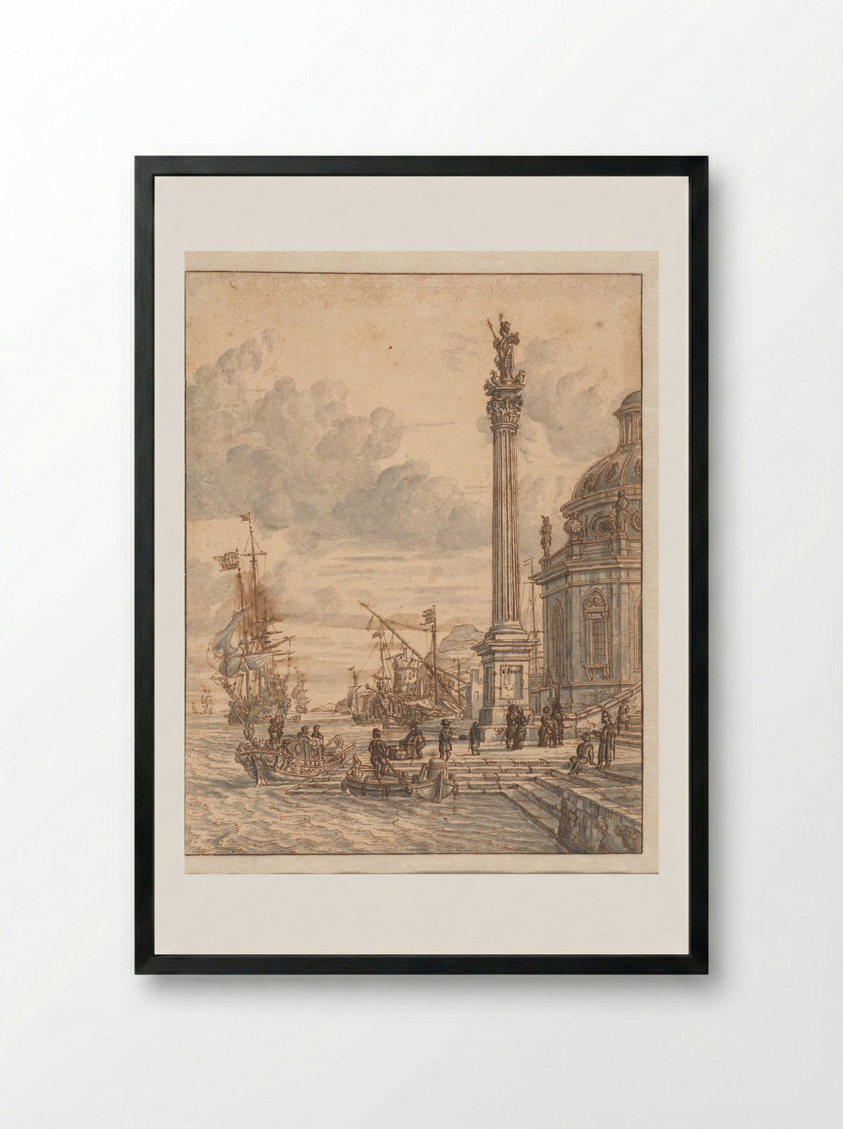 Italiaanse haven - Jacobus Storck - Framed Print Black