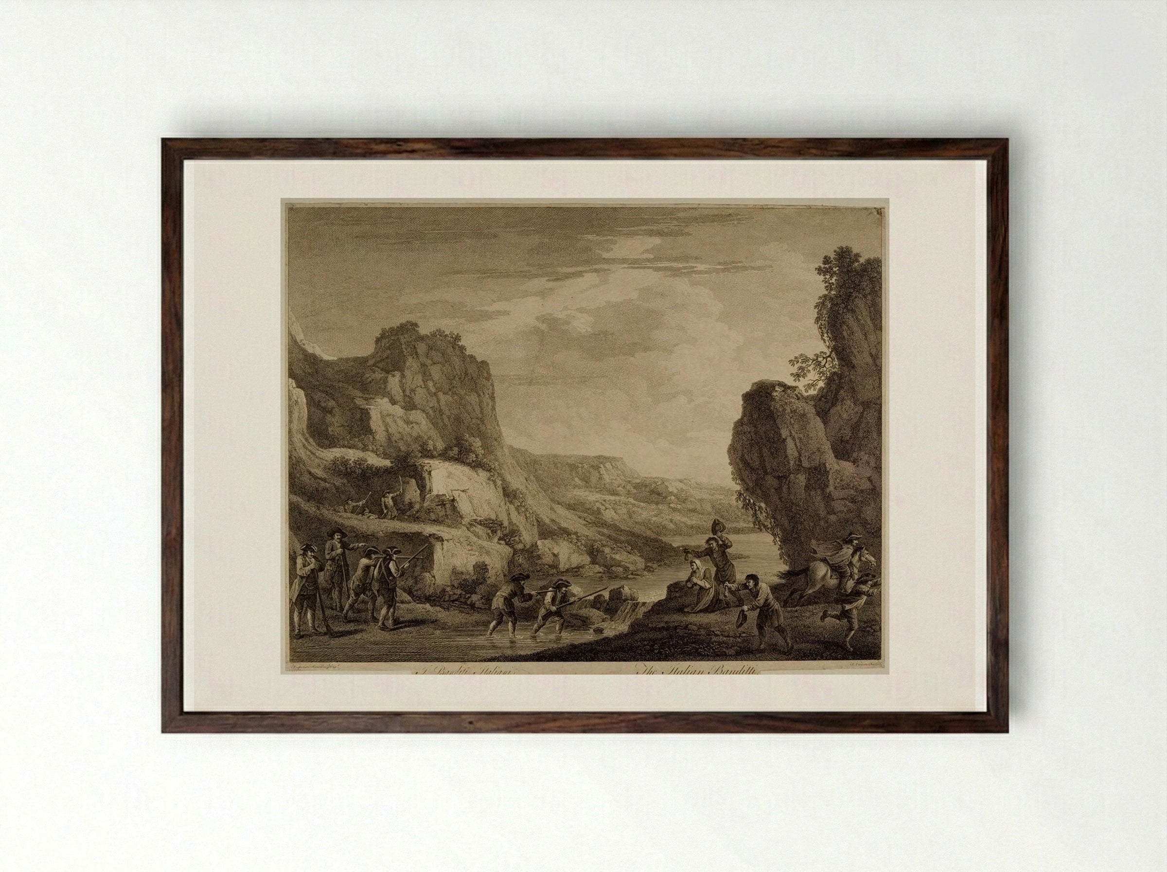 Italian Bandits - François Vivares - Framed Print Dark Wood