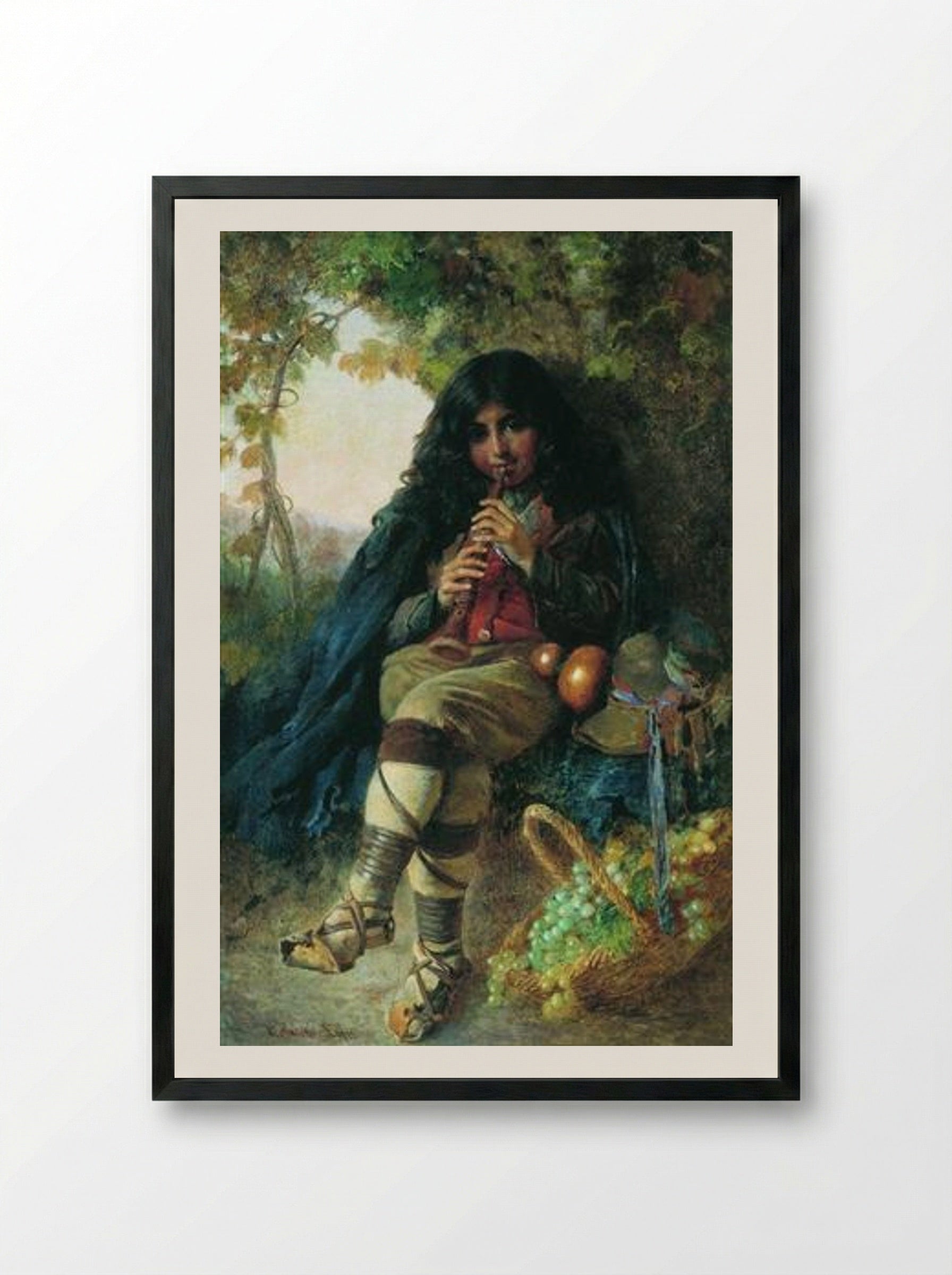 Italian Boy - Konstantin Makovsky - Framed Print Black