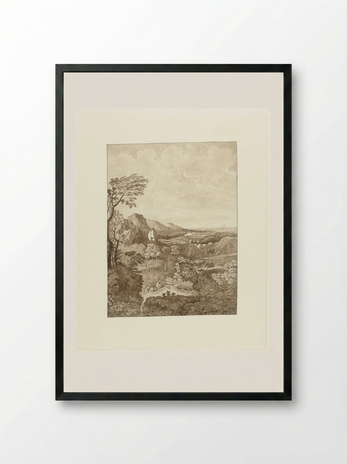 Italian Landscape in the Vicinity of Rome - J. Pallard - Framed Print Black