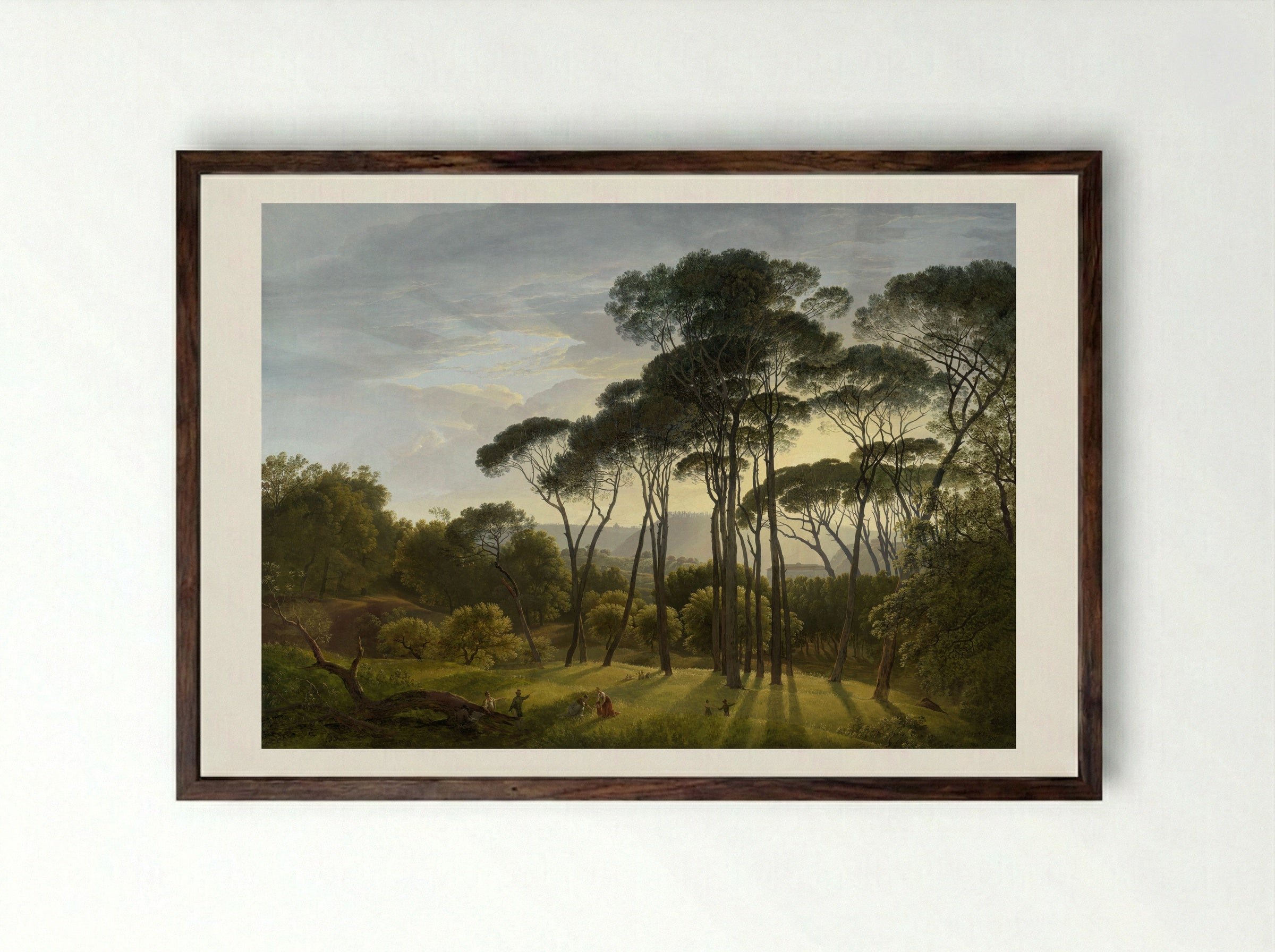Italian Landscape with Umbrella Pines - Hendrik Voogd - Framed Print Dark Wood