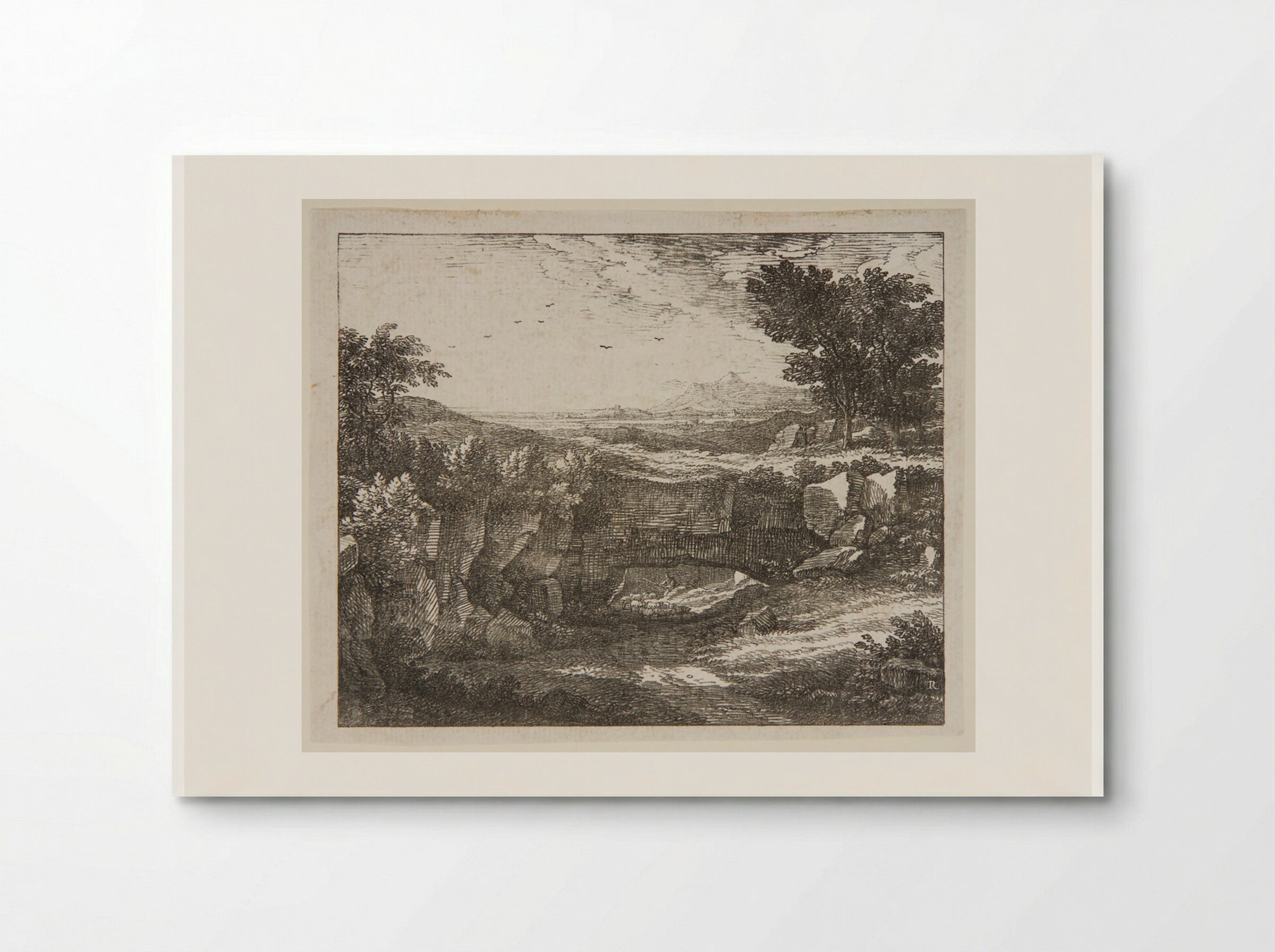 Italian Landscape with a Shepherd Driving His Flock Beneath a Natural Arch - Johann Christian Reinhart - Poster