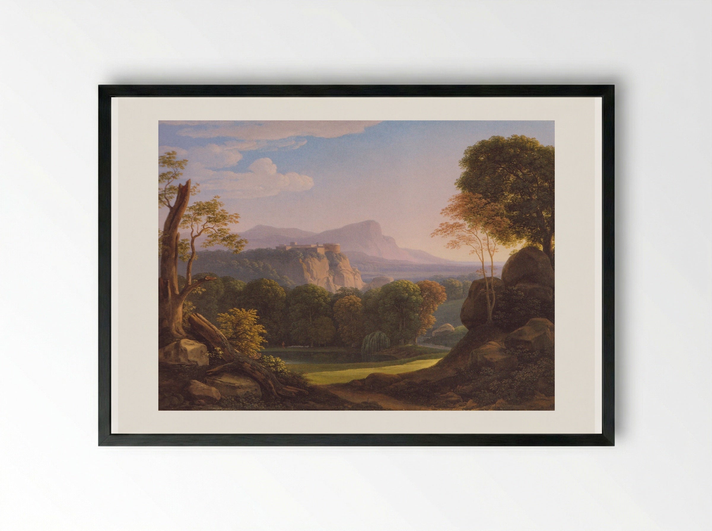 Italian Landscape - Johann Christian Reinhart - Framed Print Black