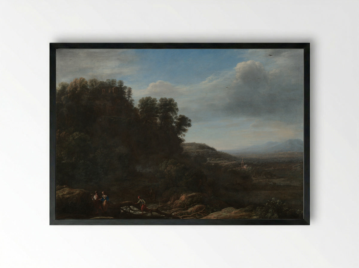 Italian Landscape - Claude Lorrain - Framed Print Black