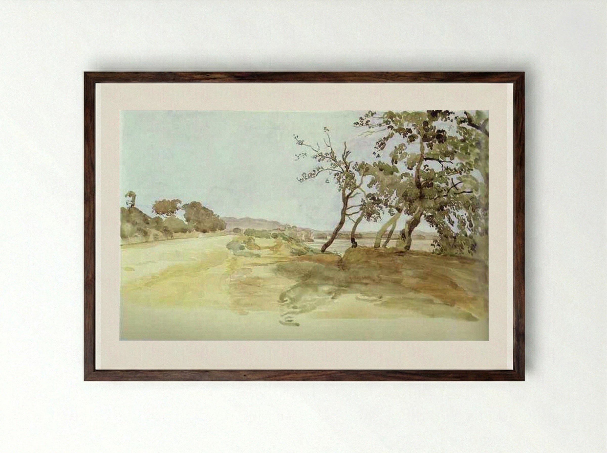 Italian Landscape - Alexander Ivanov - Framed Print Dark Wood