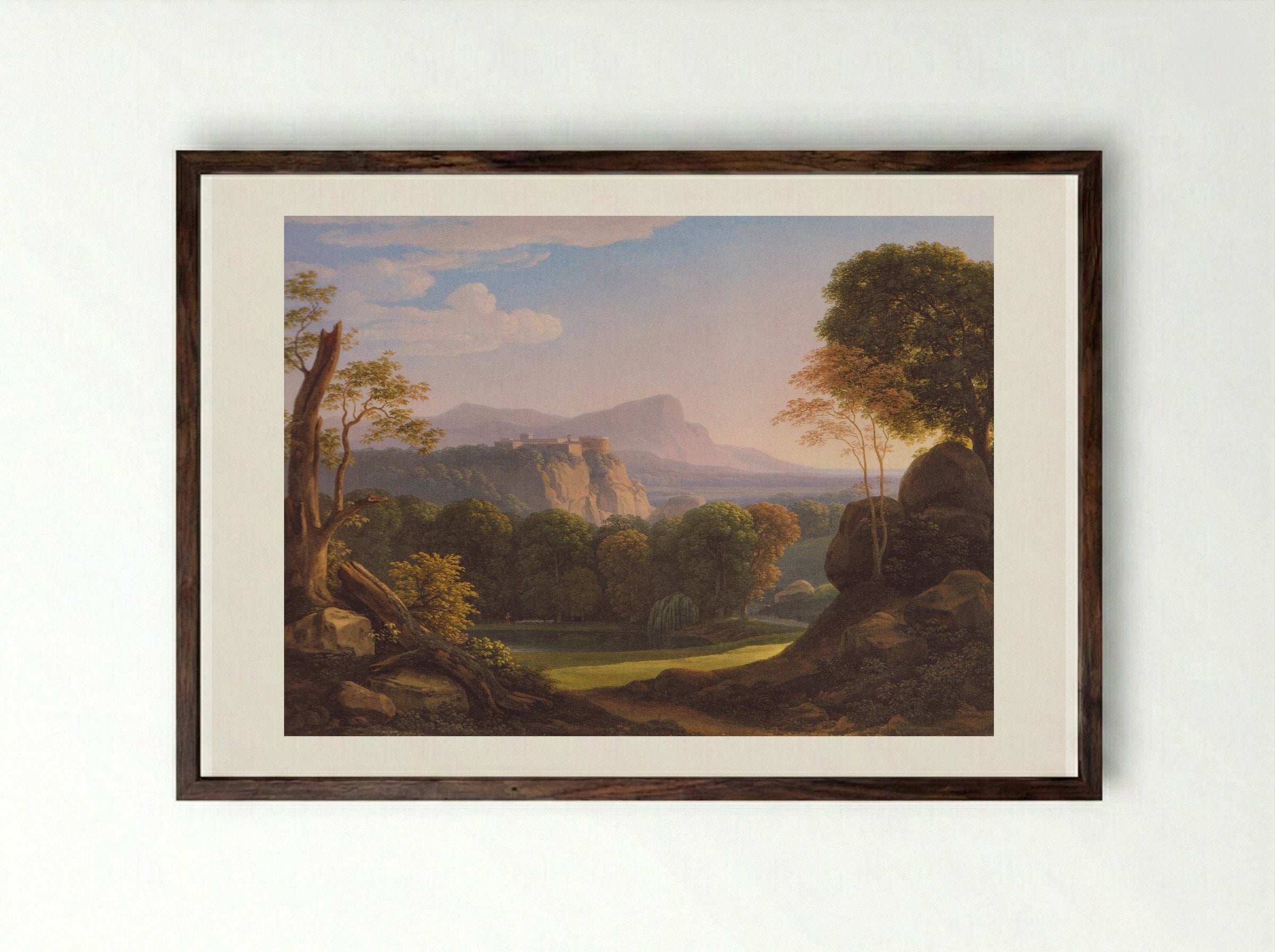Italian Landscape - Johann Christian Reinhart - Framed Print Dark Wood