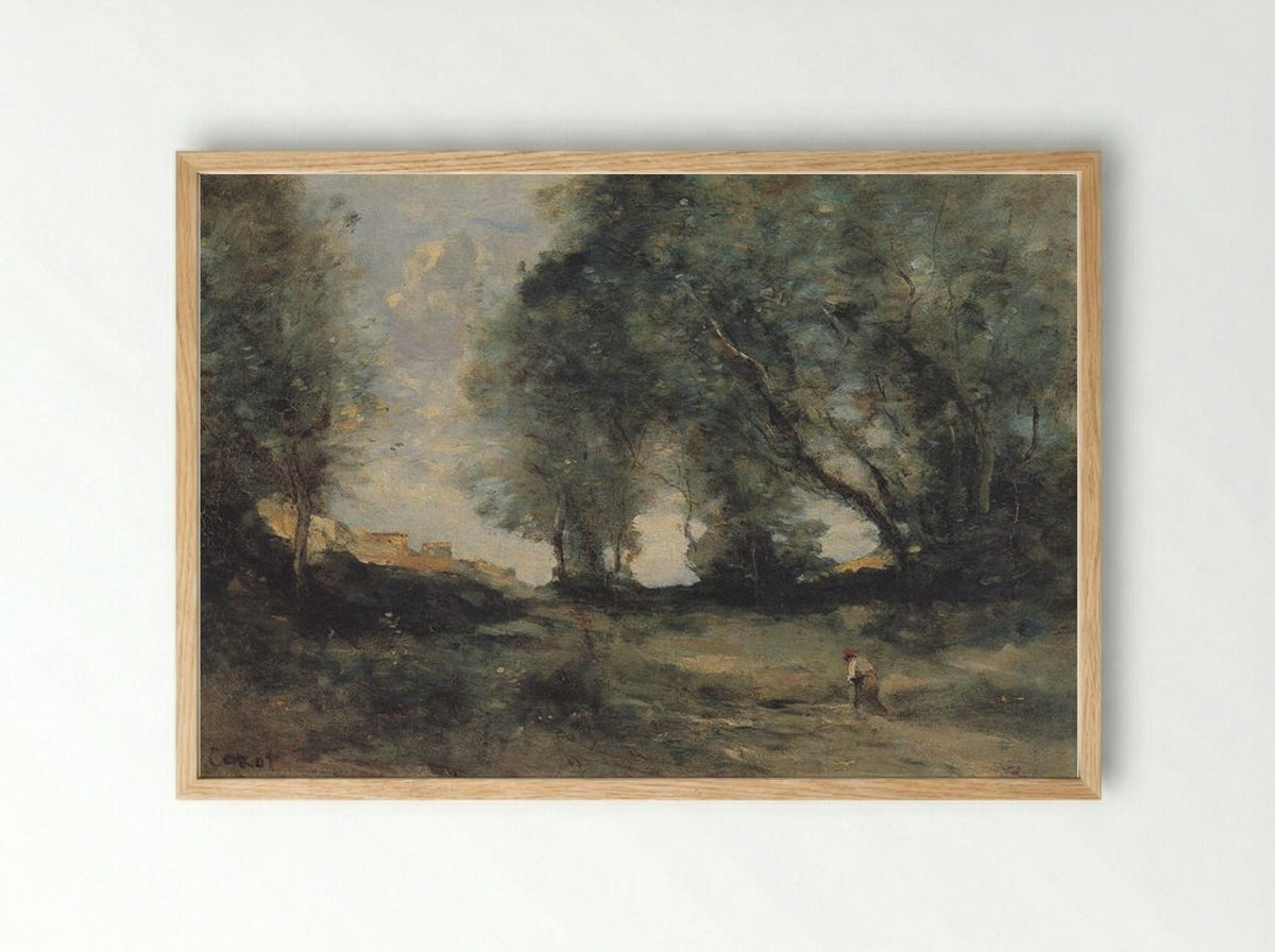Italian Landscape - Camille Corot - Framed Print Wood