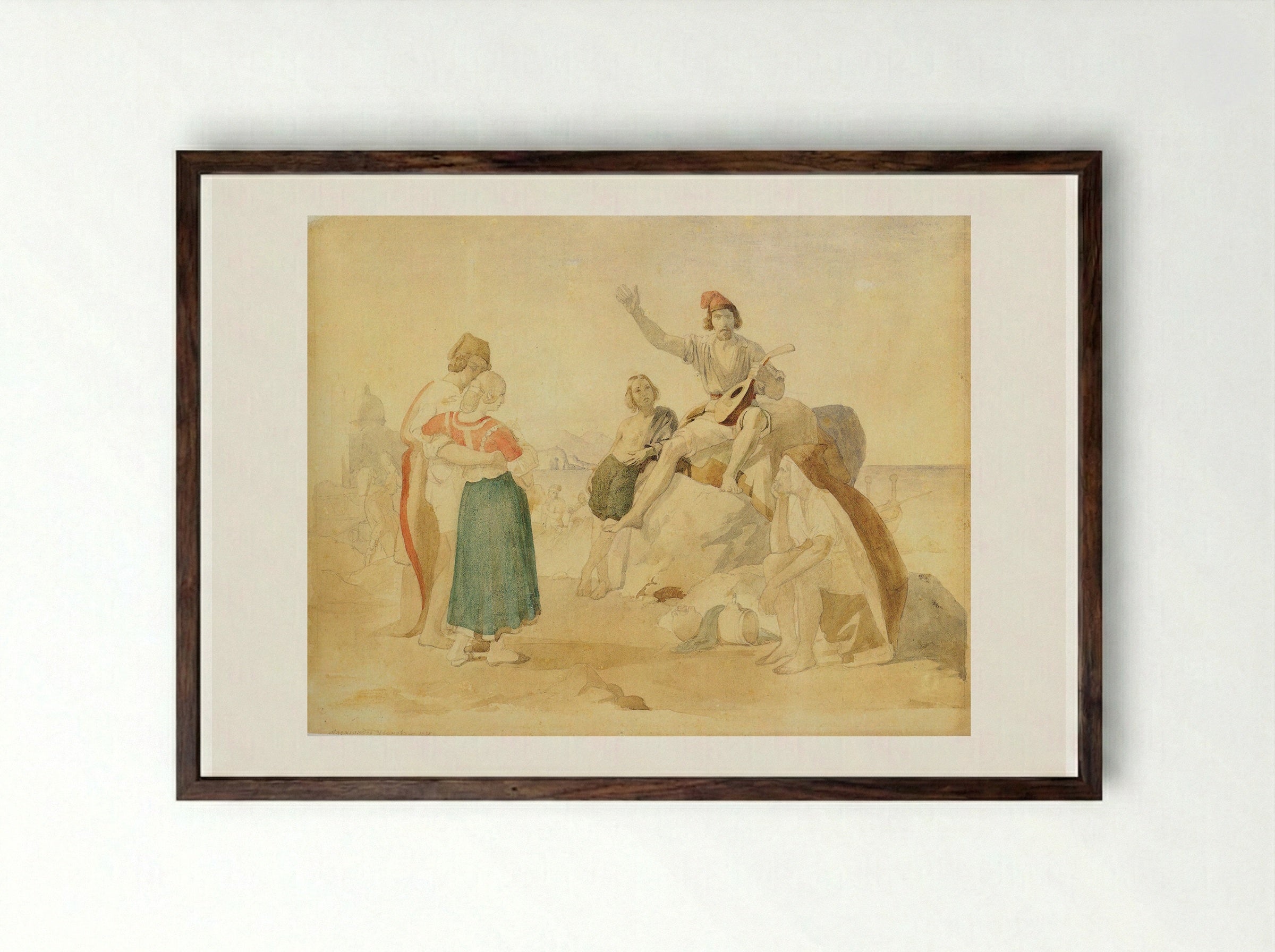 Italian Scene - Alexander Ivanov - Framed Print Dark Wood