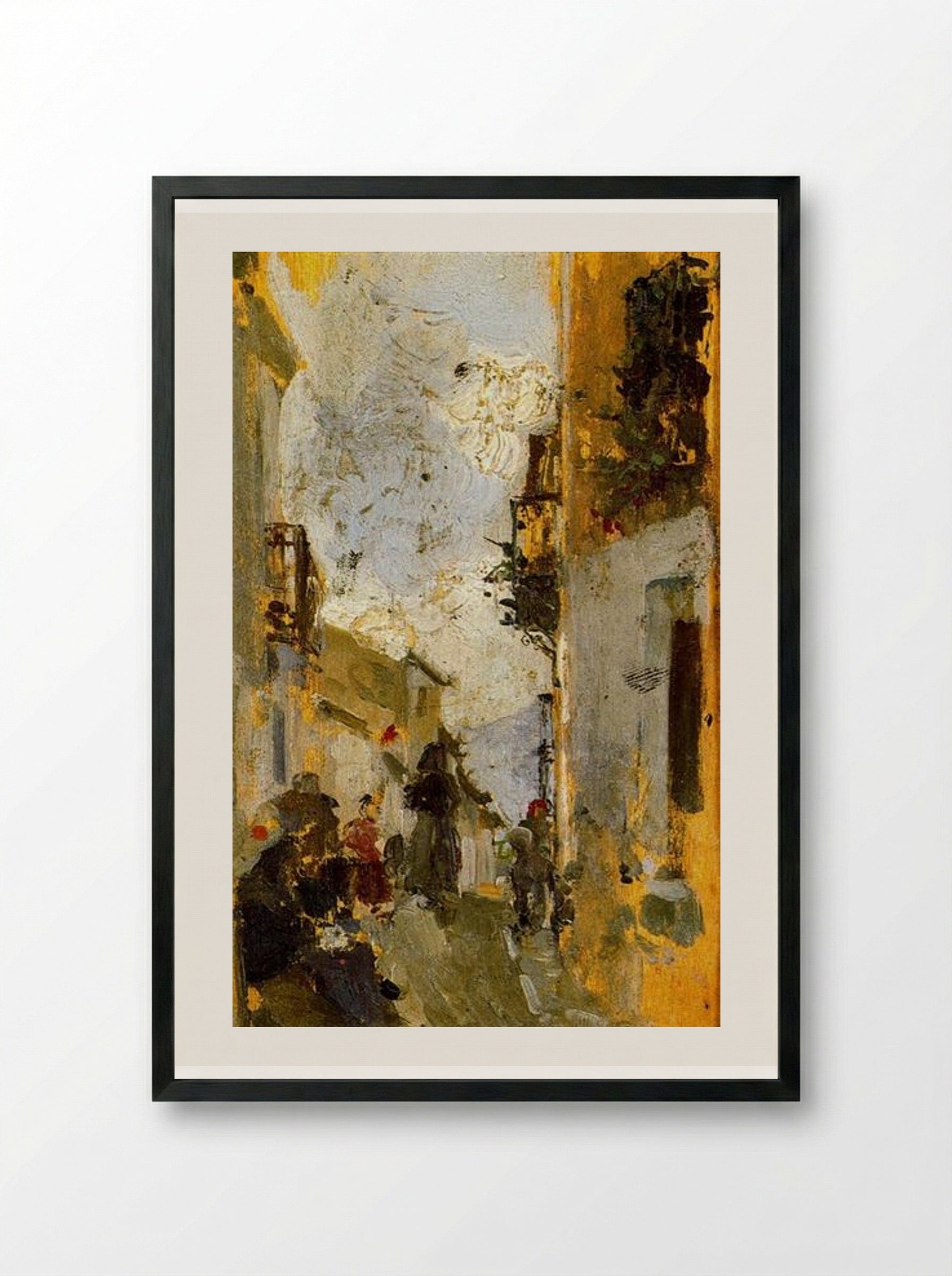 Italian Street - Joaquín Sorolla - Framed Print Black