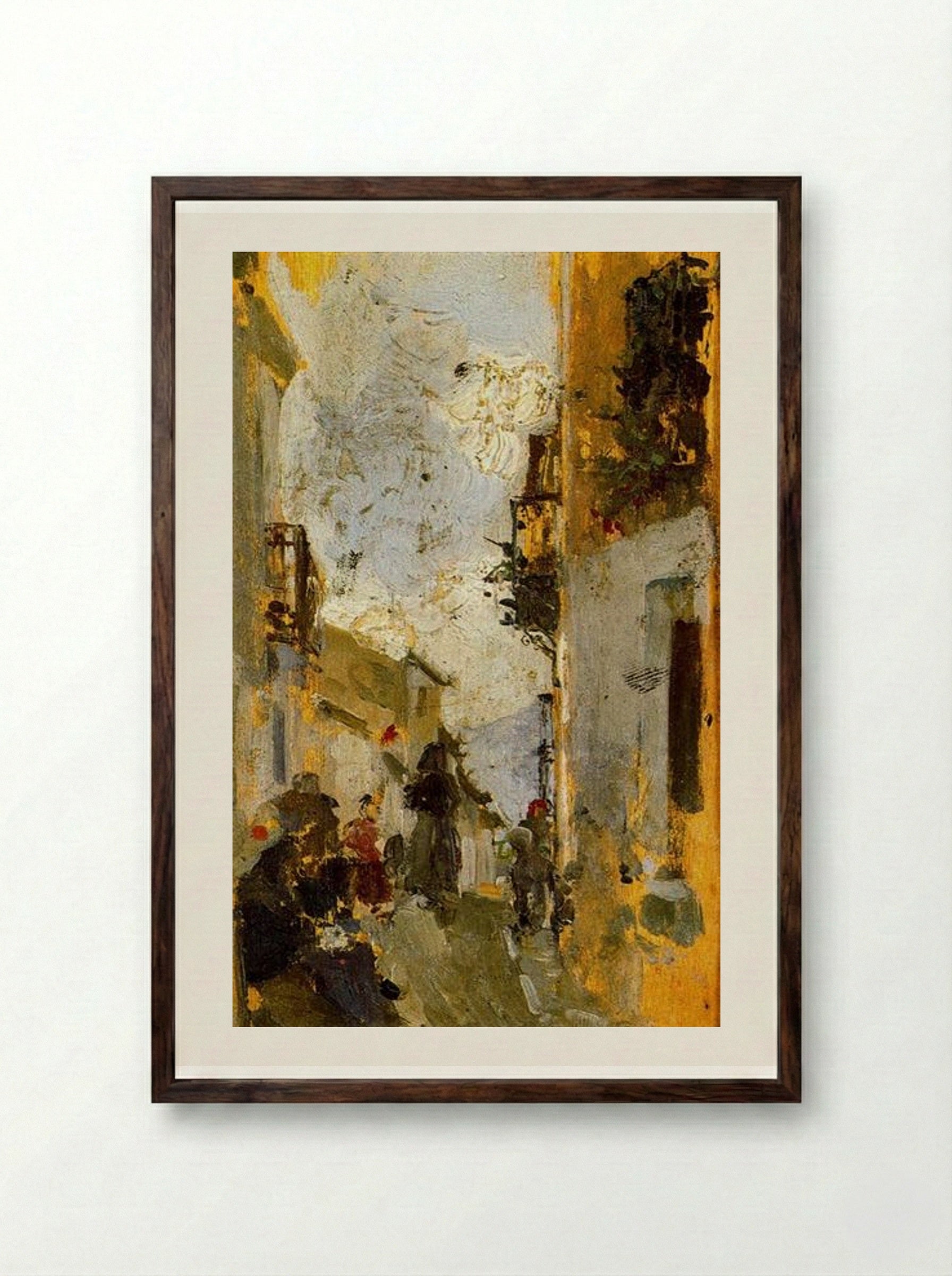 Italian Street - Joaquín Sorolla - Framed Print Dark Wood