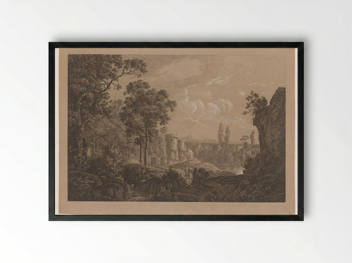 Italian View - Joseph Rebell - Framed Print Black