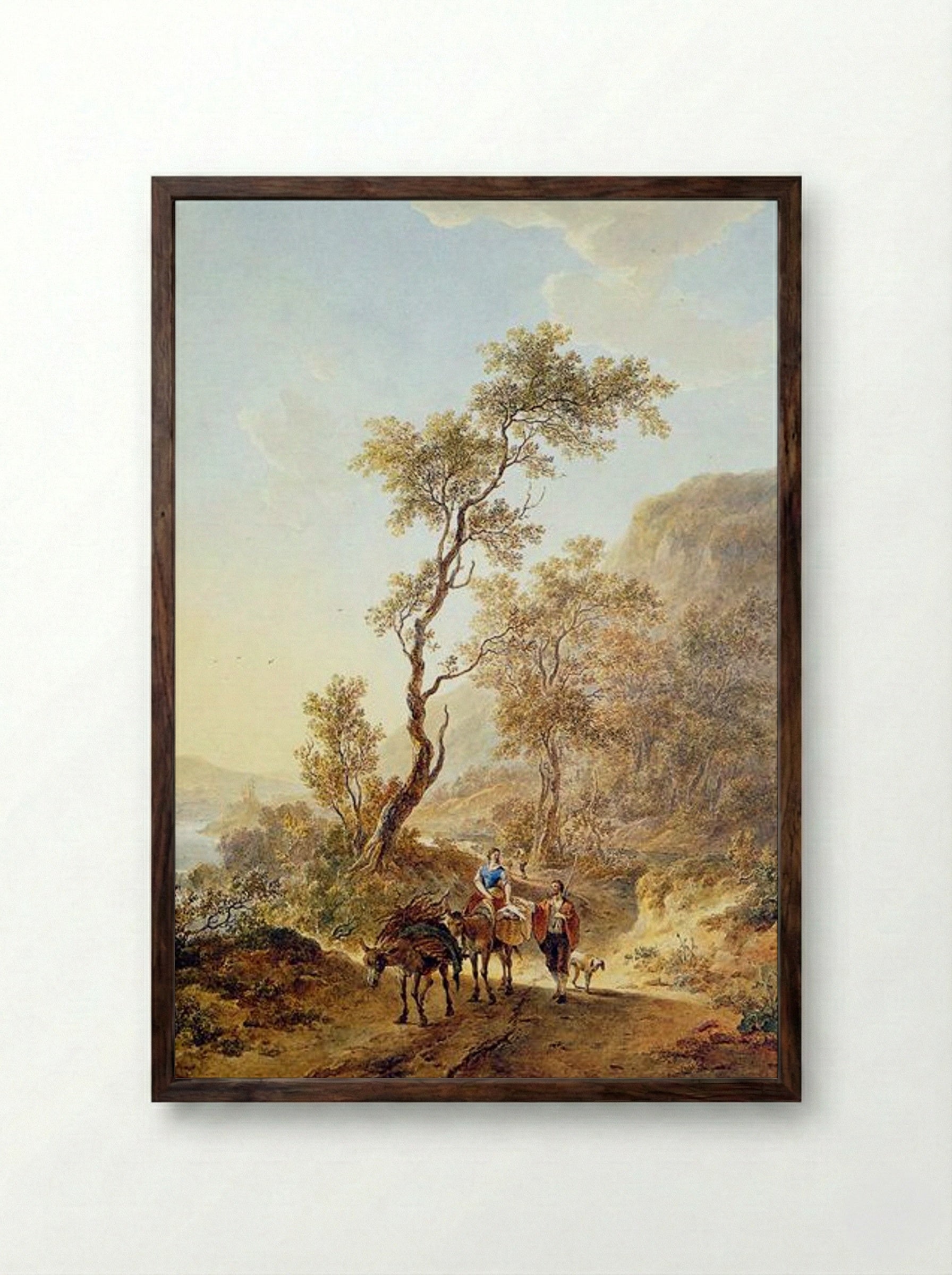 Italian landscape with herdsmen couple - Jacob van Strij - Framed Print Dark Wood