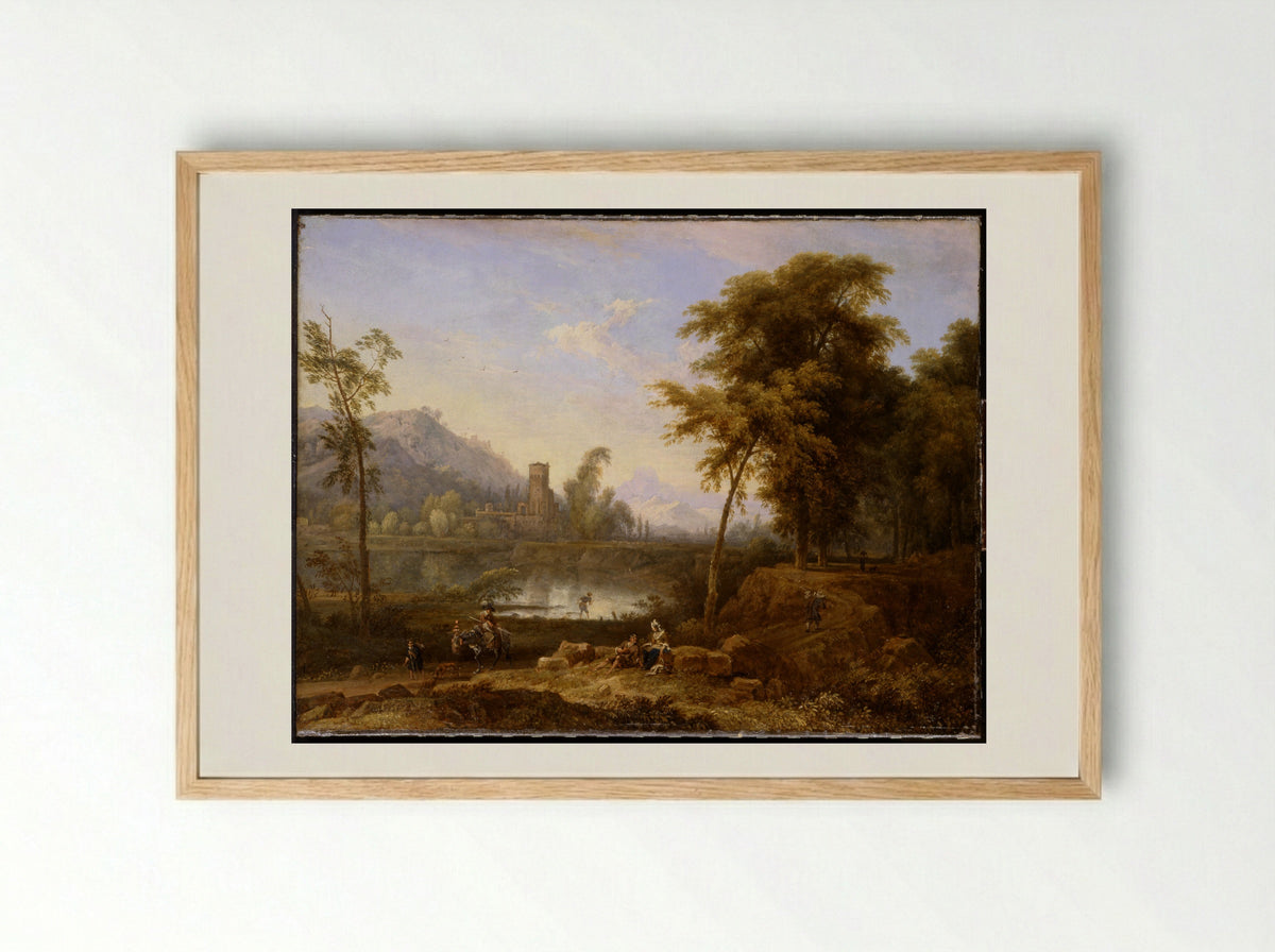 Italianate Landscape with Broken Tree - Nicolaes Piemont - Framed Print Wood