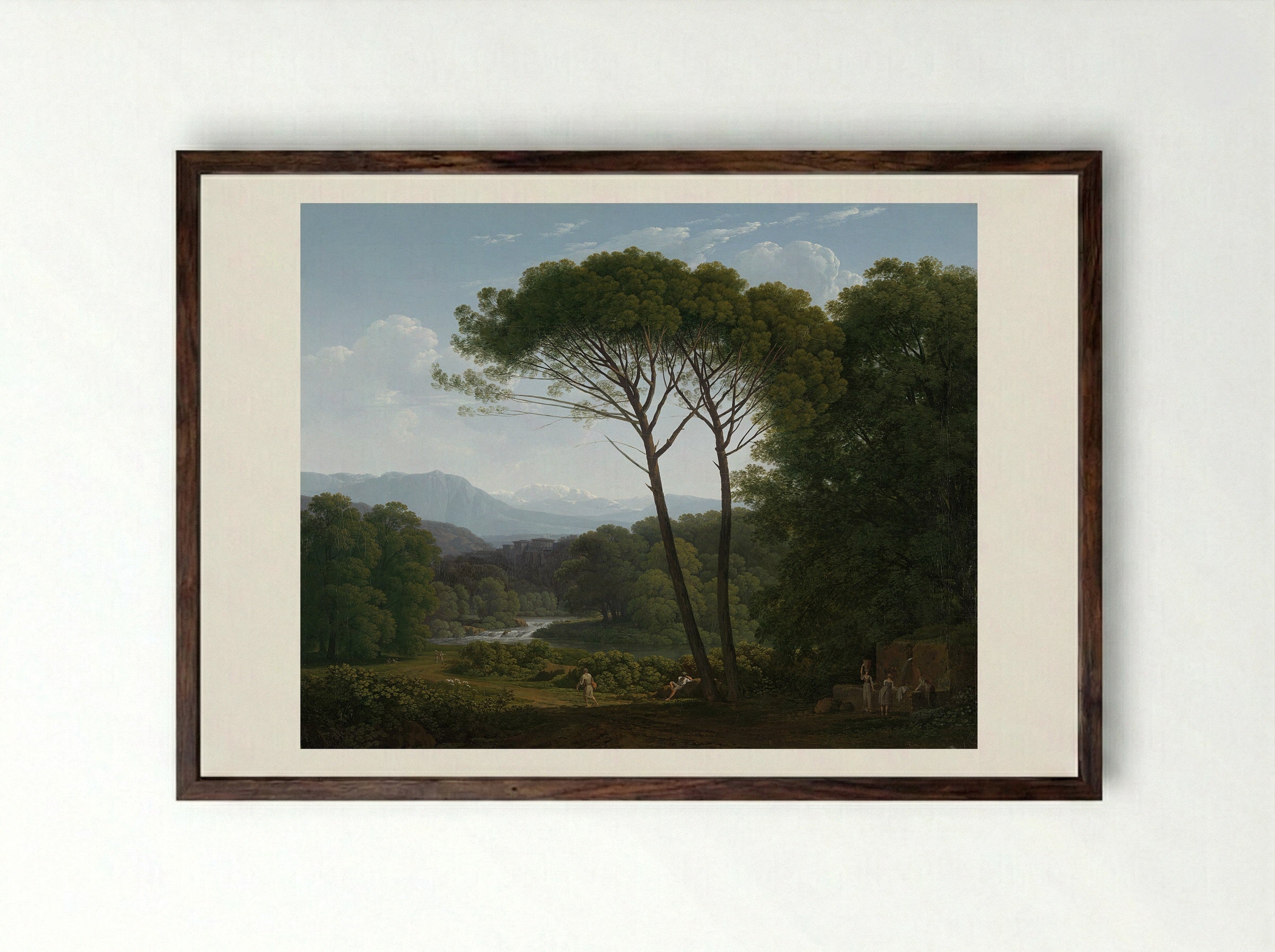 Italianate Landscape with Pines - Hendrik Voogd - Framed Print Dark Wood