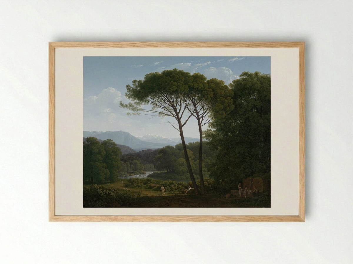 Italianate Landscape with Pines - Hendrik Voogd - Framed Print Wood