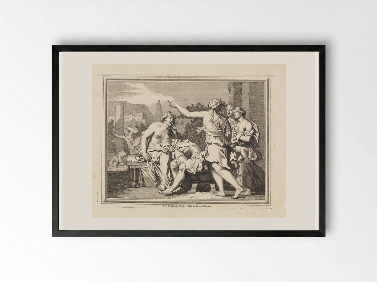 Italianate Scene with Mourning Women - Matthijs Pool - Framed Print Black