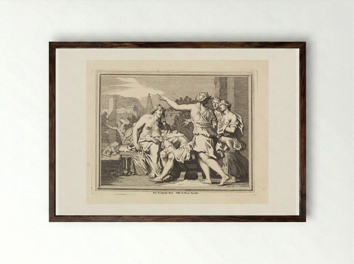 Italianate Scene with Mourning Women - Matthijs Pool - Framed Print Dark Wood