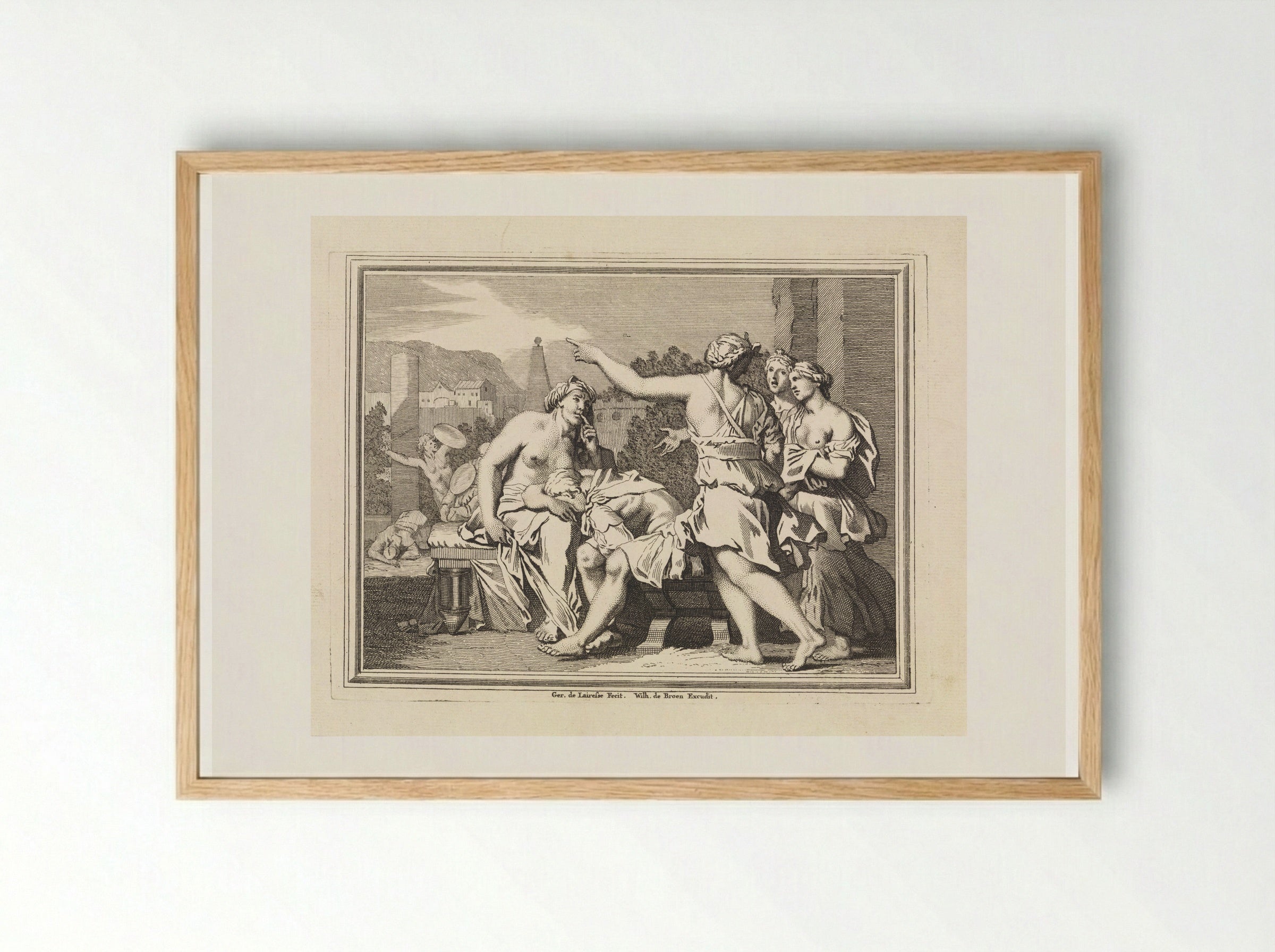 Italianate Scene with Mourning Women - Matthijs Pool - Framed Print Wood