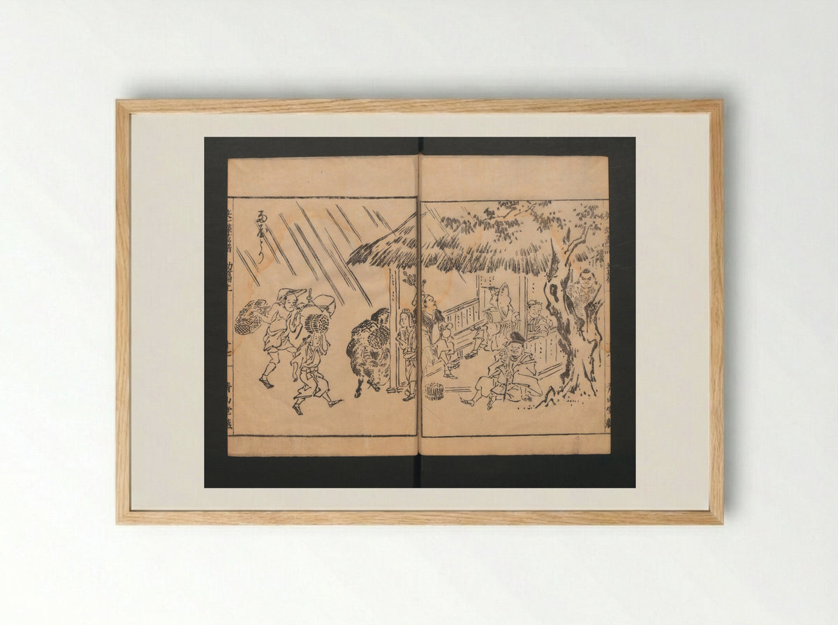 Itchō Picture Album (Itchō gafu) - Hanabusa Itchō - Framed Print Wood