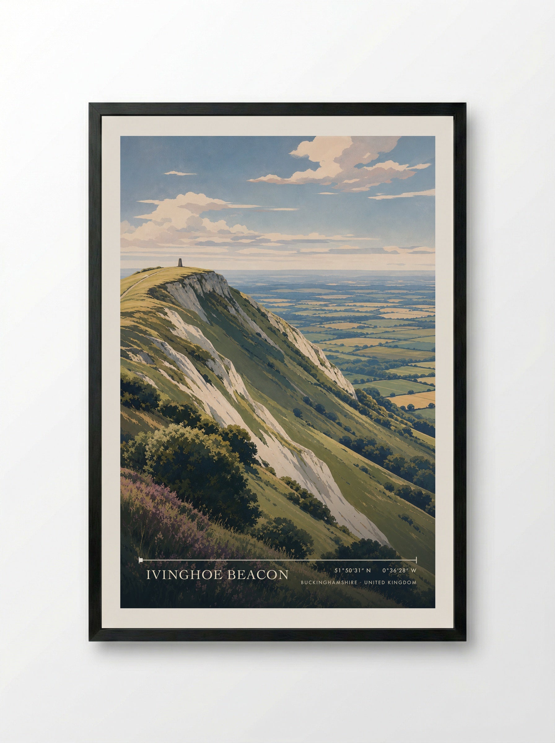 Ivinghoe Beacon Buckinghamshire United Kingdom Travel Poster - Framed Print Black