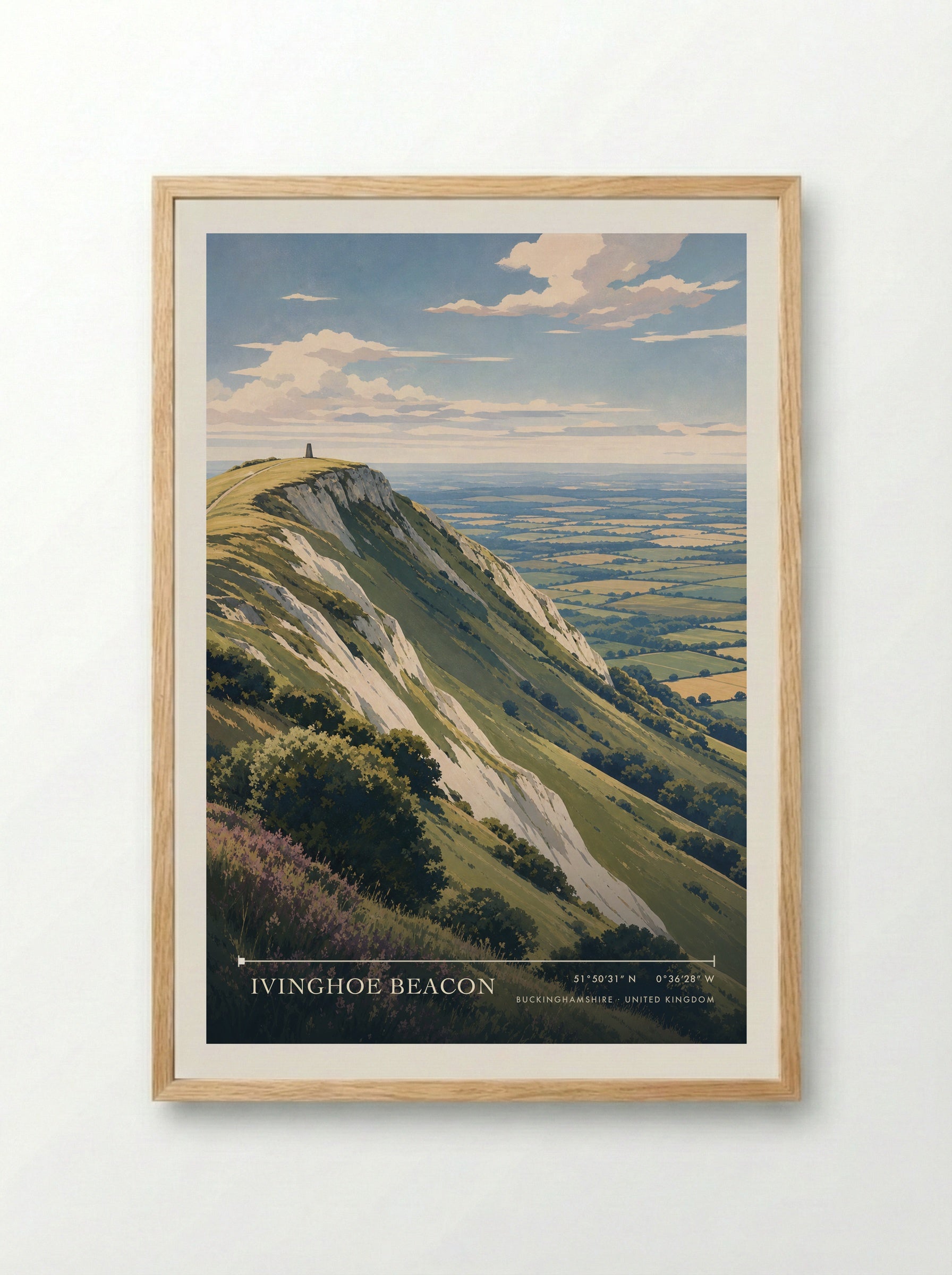 Ivinghoe Beacon Buckinghamshire United Kingdom Travel Poster - Framed Print Wood