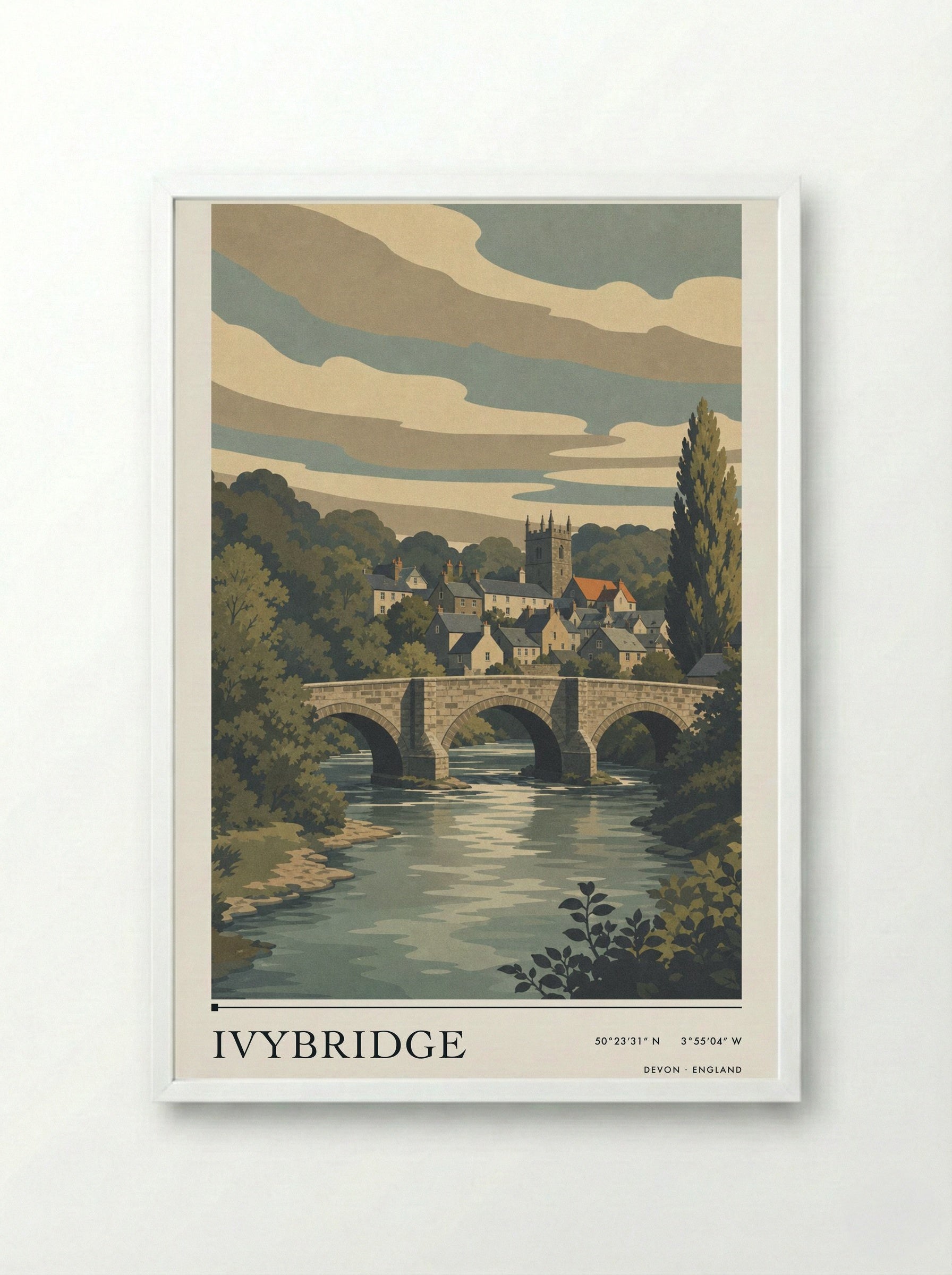 Ivybridge Devon England Travel Poster - Framed Print White