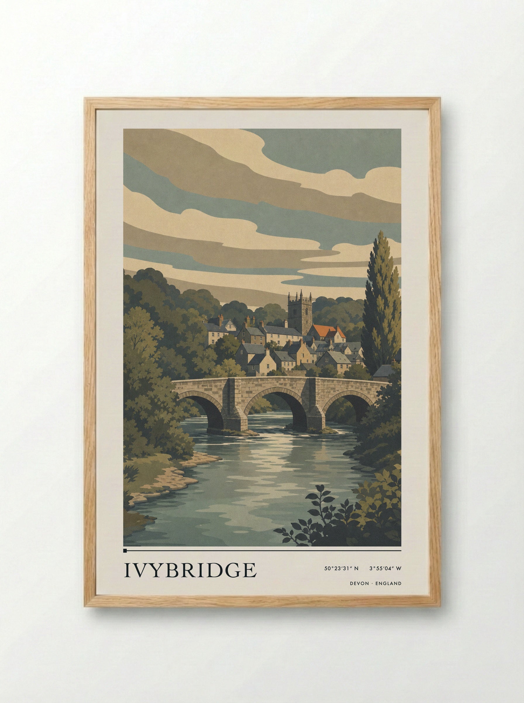 Ivybridge Devon England Travel Poster - Framed Print Wood