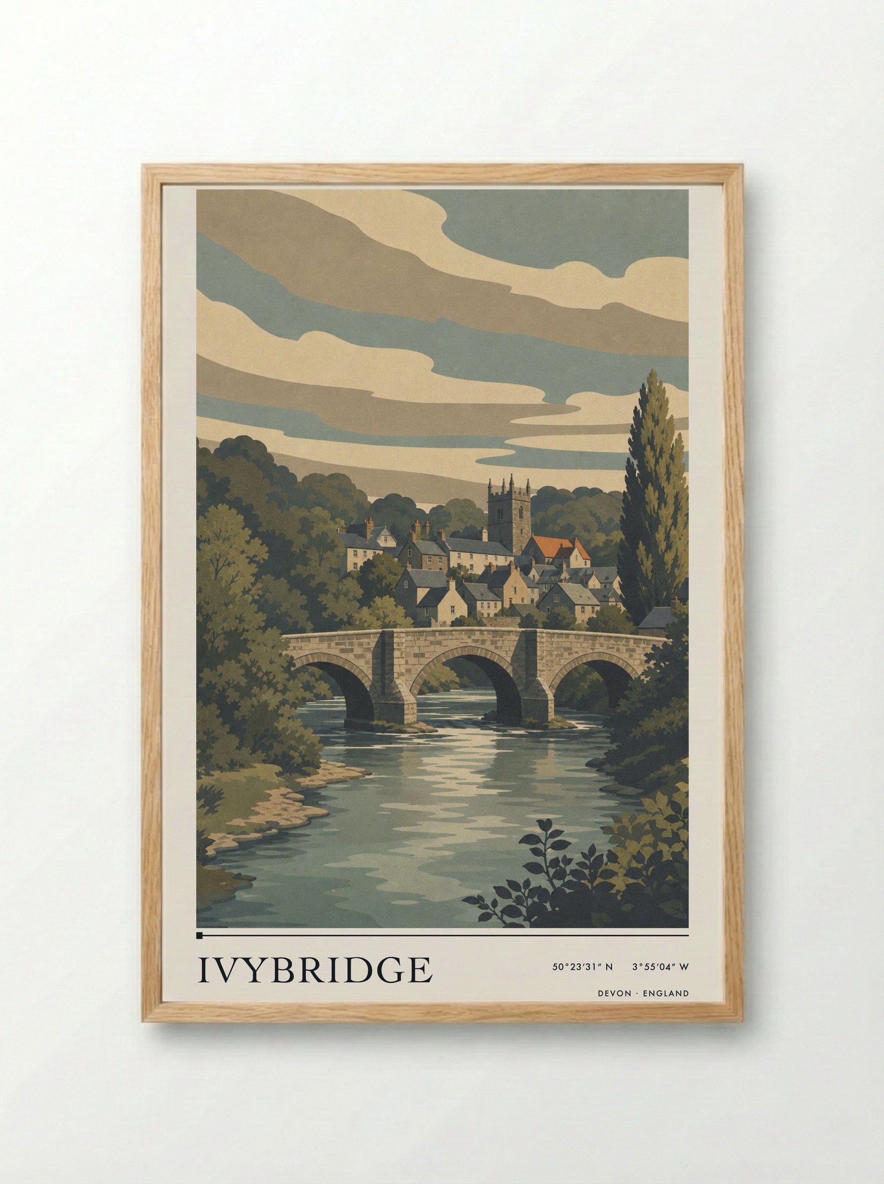 Ivybridge Devon England Travel Poster - Framed Print Wood