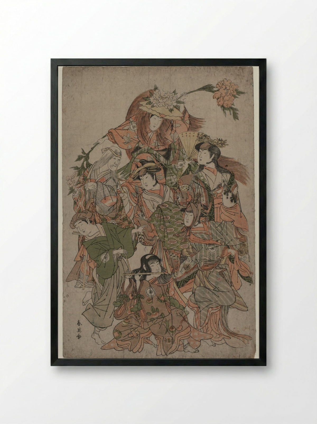 Iwai Hanshiro IV in a Dance of Seven Changes - Katsukawa Shunei - Framed Print Black