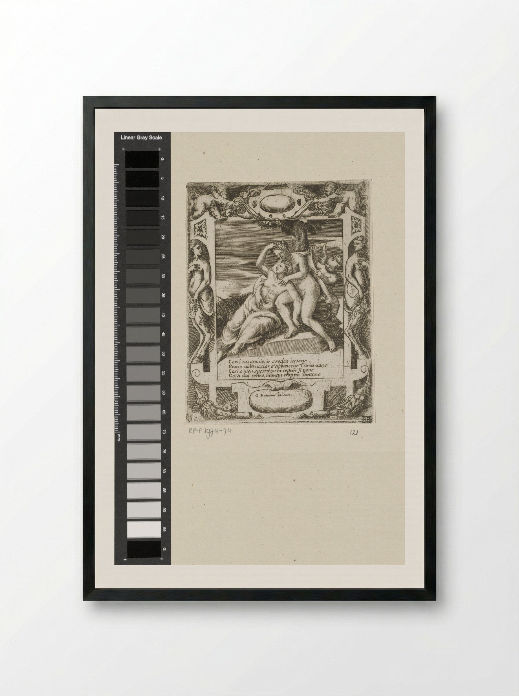 Ixion Embracing a Cloud - Giulio Bonasone - Framed Print Black