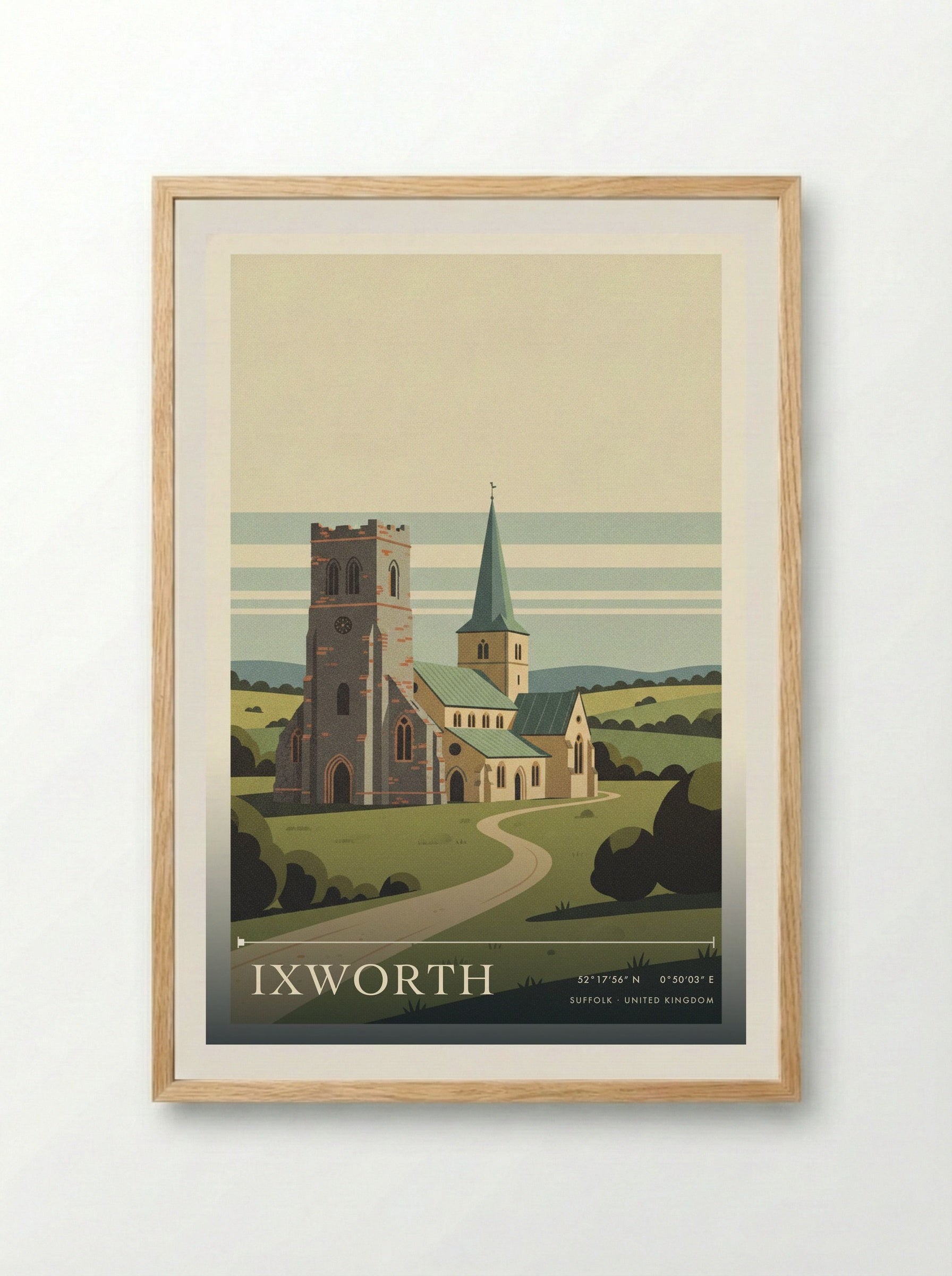 Ixworth Suffolk United Kingdom Travel Poster - Framed Print Wood