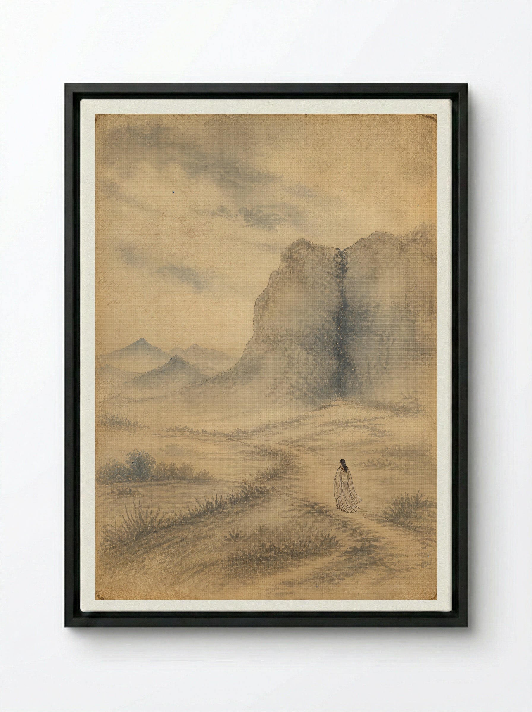 Izanagi at Yomi: After the Sealing - Framed Canvas Black